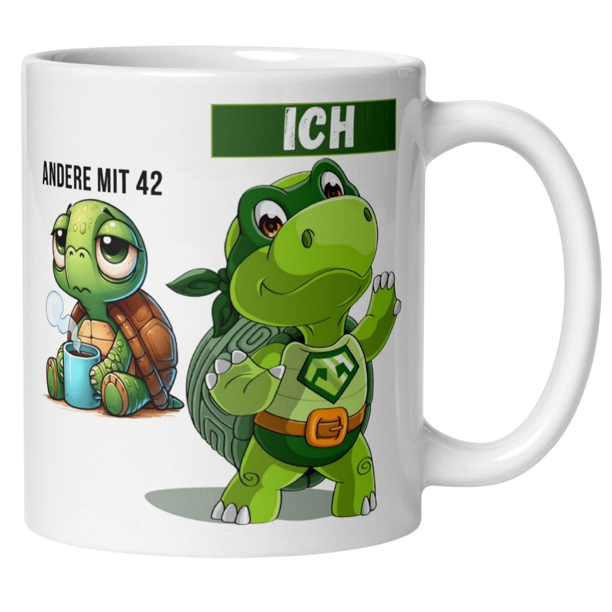 Momentals® Tasse 42. Geburtstag | Schildkröte & Spruch | Andere mit 42 und Ich