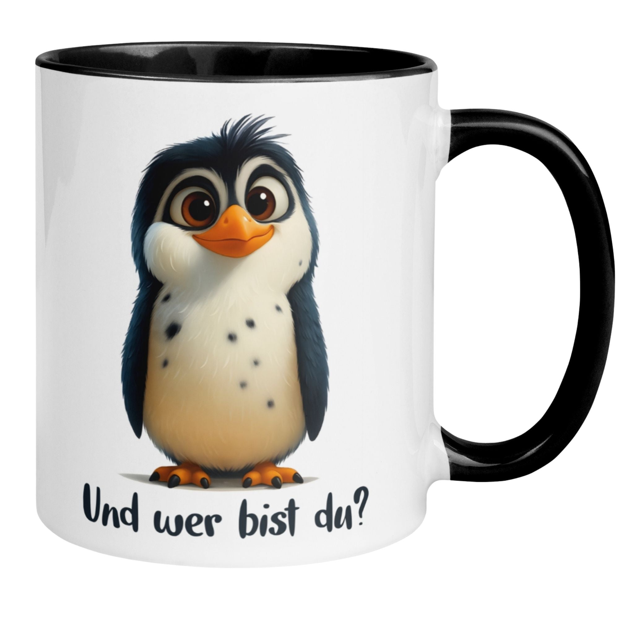 Tasse Pinguin – „Und wer bist du“ – lustiger Geschenk Becher für Pinguin Fans