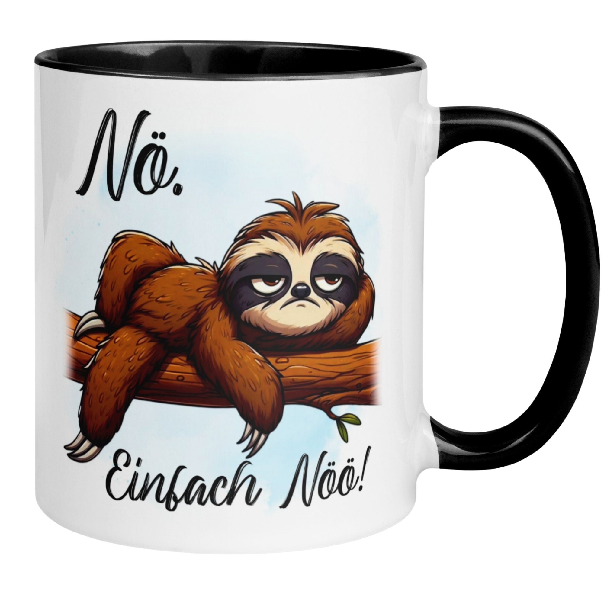 Momentals® Tasse mit Faultier-Motiv und Spruch "Nöö - Einfach Nöö" für entspannte Tierfreunde.