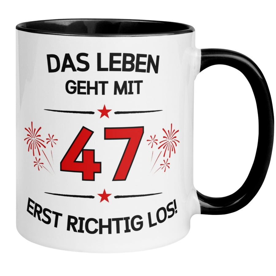 Tasse 47. Geburtstag | Feuerwerk & Spruch | Das Leben geht mit 47 erst Los