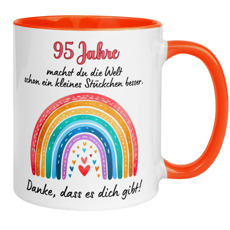 Tasse 95. Geburtstag Frau – „Du machst die Welt ein kleines Stückchen besser“ – Geschenk zum Geburtstag Frauen