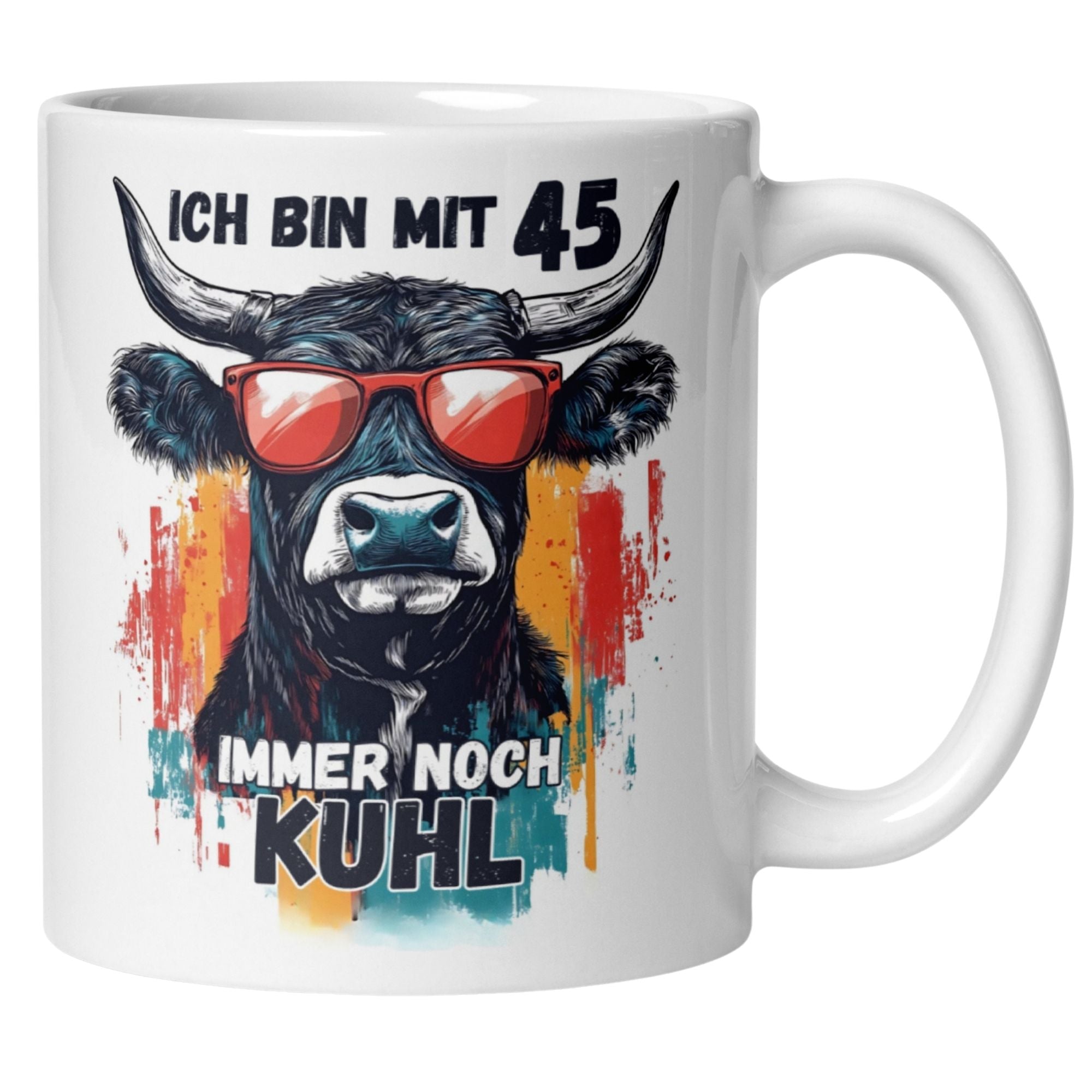 Momentals® Tasse 45. Geburtstag | Kuh & Spruch | Ich bin mit 45 immer noch Kuhl