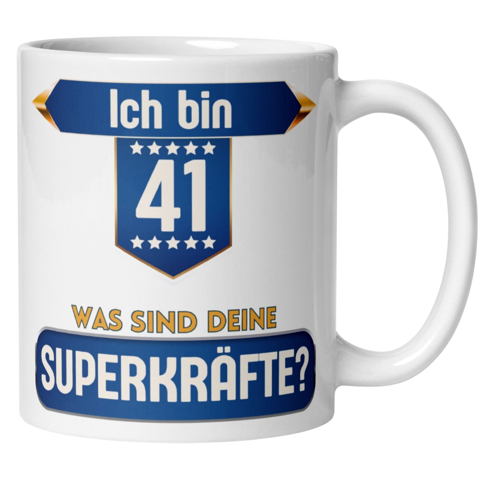 Momentals® Tasse 41. Geburtstag | Superheld & Spruch | Ich bin 41 und was ist deine Superkraft • Momentals