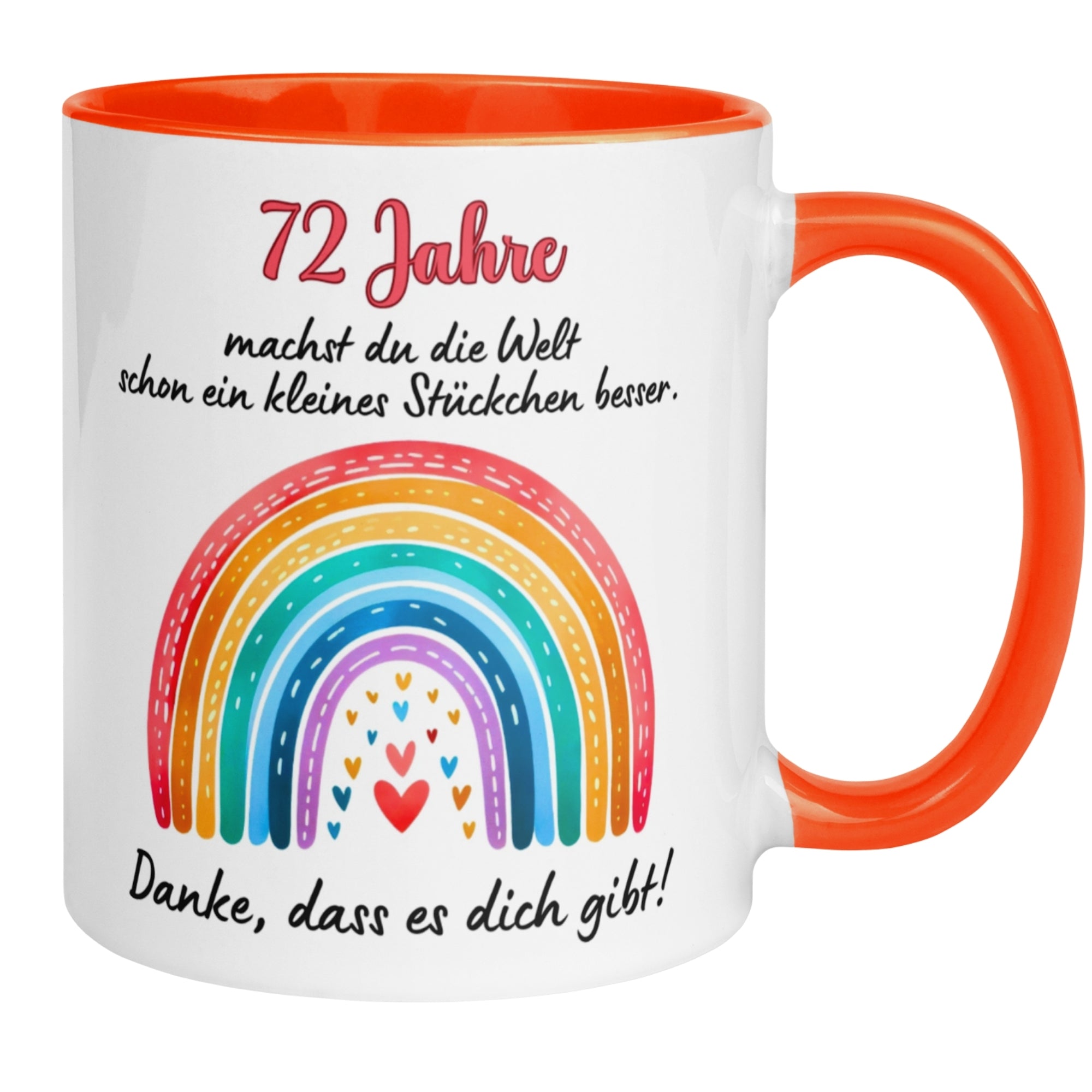 Momentals® Tasse 72. Geburtstag | Herz & Spruch | Danke dass es dich gibt