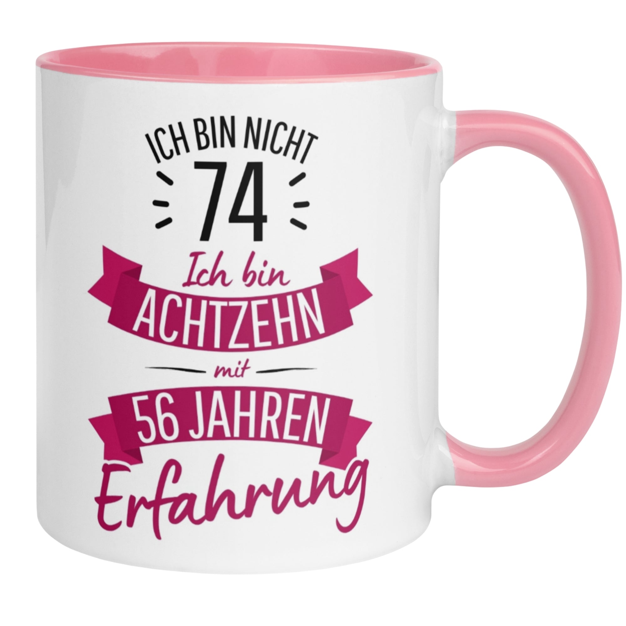 Momentals® Tasse 74. Geburtstag | Sarkasmus & Spruch | Ich bin nicht 74 – Ich hab Erfahrung