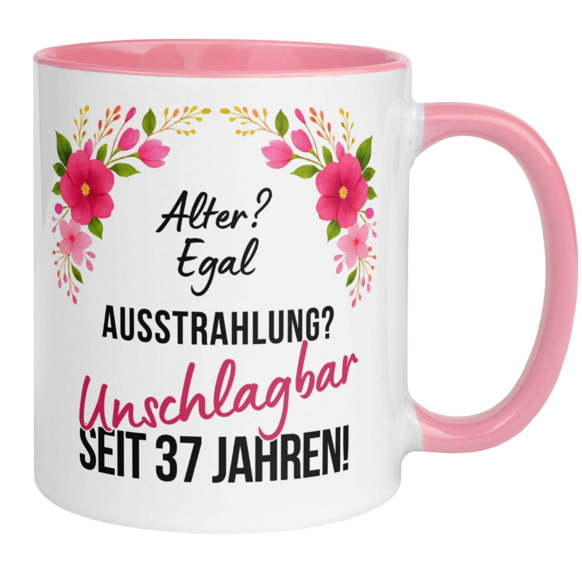 Momentals® Tasse 37. Geburtstag | Blumen & Spruch | Ausstrahlung - Unschlagbar seit 37 Jahren