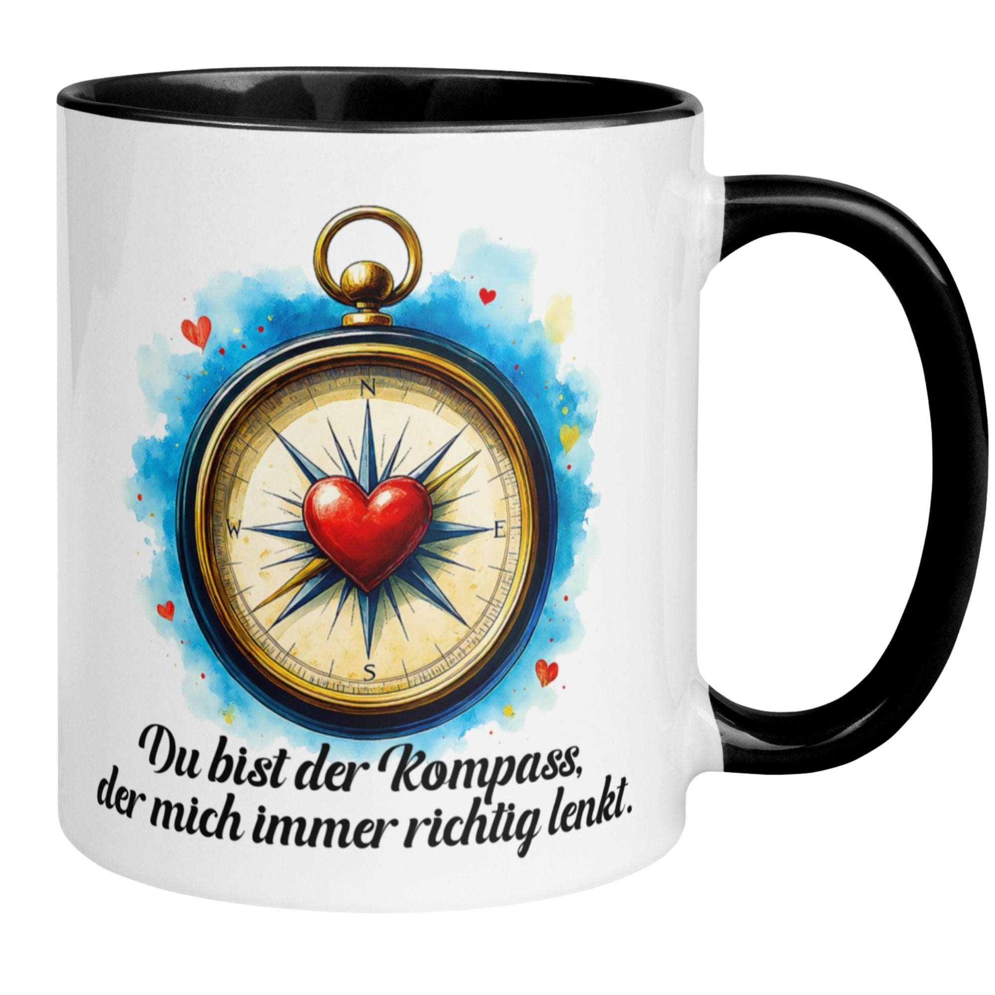 Momentals® Tasse Liebe | Kompass & Aquarellstil | Du lenkst mich immer richtig