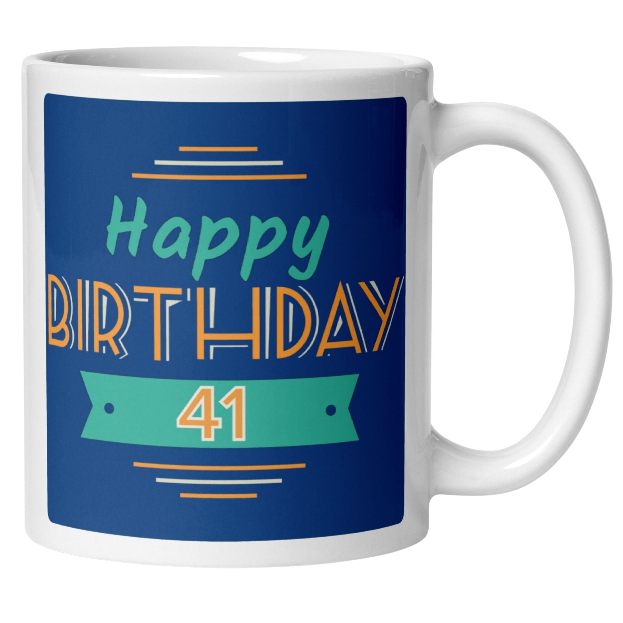 Momentals® Tasse 41. Geburtstag | Retro & Spruch | Farbenfrohes Happy Birthday • Momentals