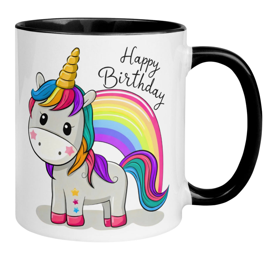 Geburtstag Tasse | Happy Birthday Einhorn mit Regenbogen