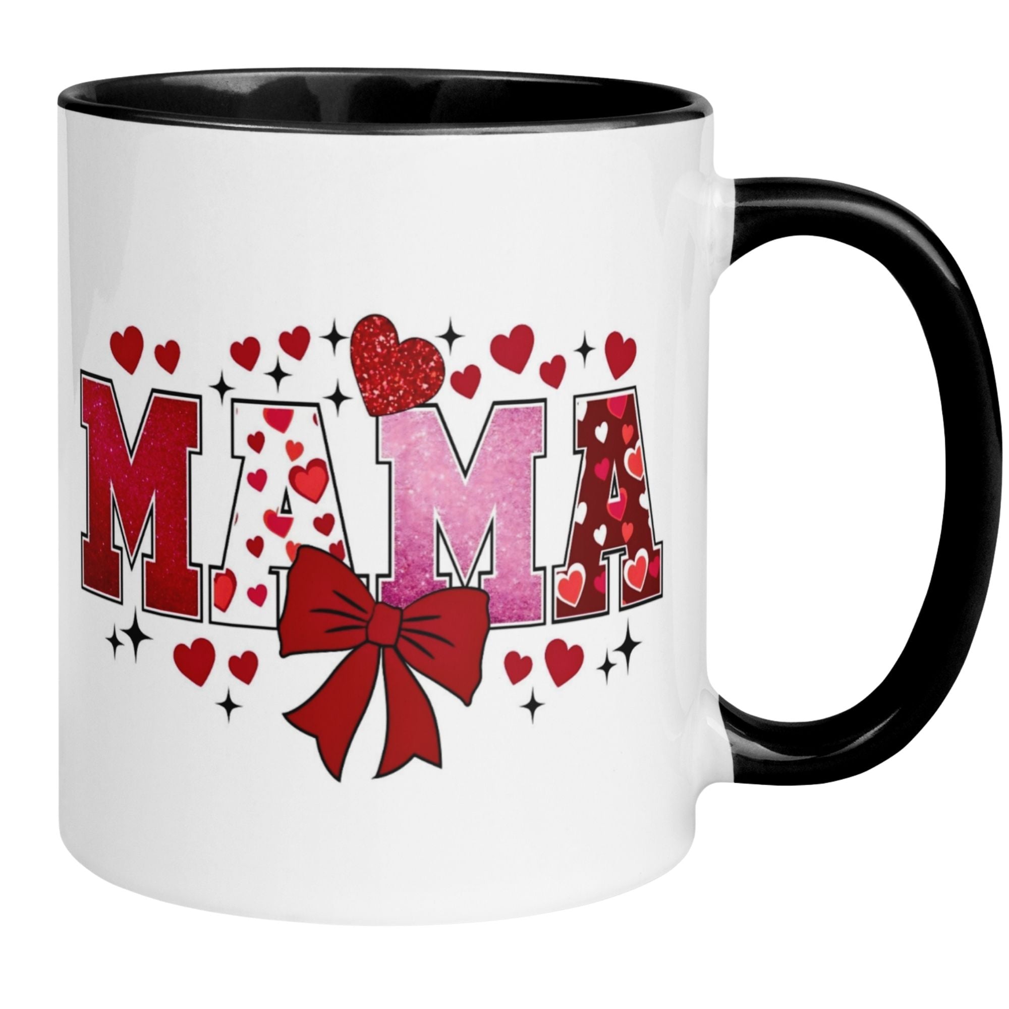 Momentals® Tasse Mama | Schriftzug & Glitzeroptik | Meer aus Herzen