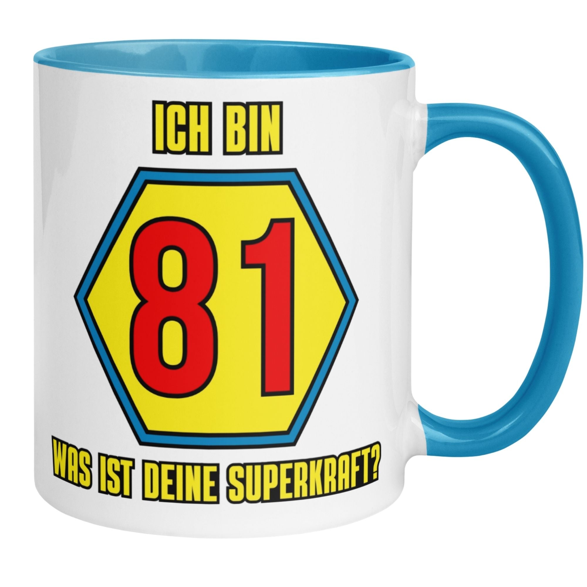 Momentals® Tasse 81. Geburtstag | Superheld & Spruch | Ich bin 81 und was ist deine Superkraft
