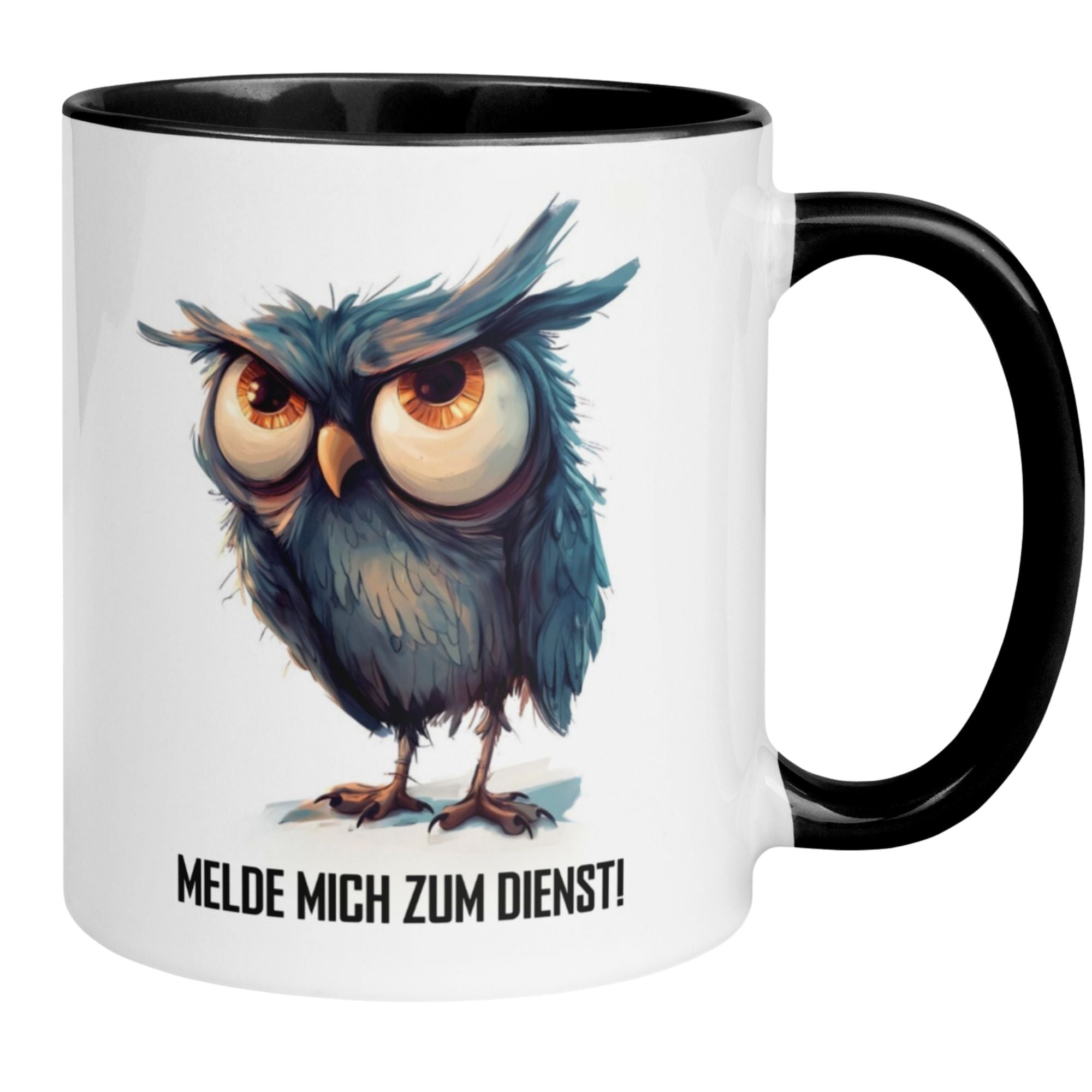 Momentals® Tasse | Eule & Spruch | Melde mich zum Dienst