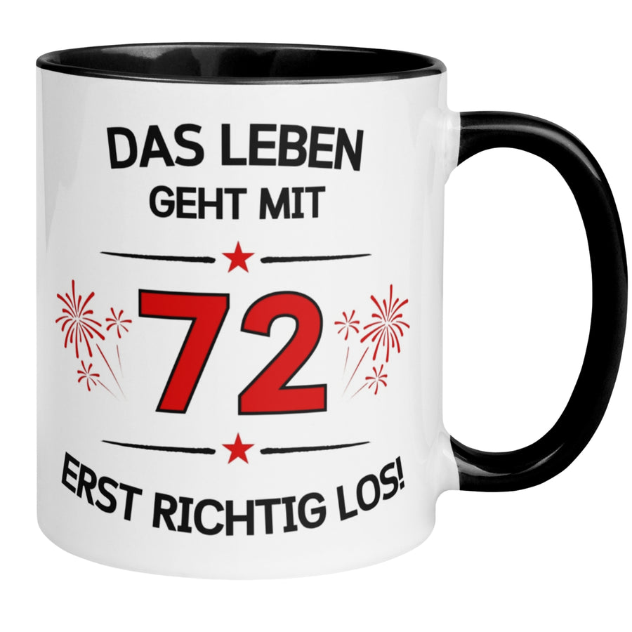 Tasse 72. Geburtstag | Feuerwerk & Spruch | Das Leben geht mit 72 erst Los
