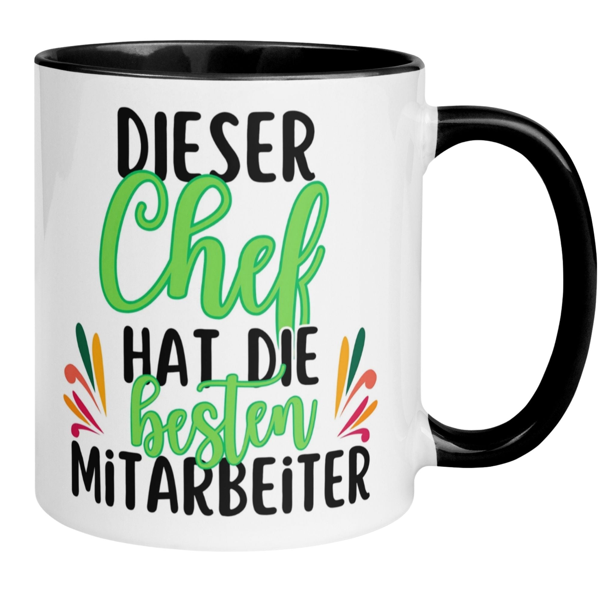 Momentals mug with playful text 'Dieser Chef hat die besten Mitarbeiter' perfect for farewell gifts.