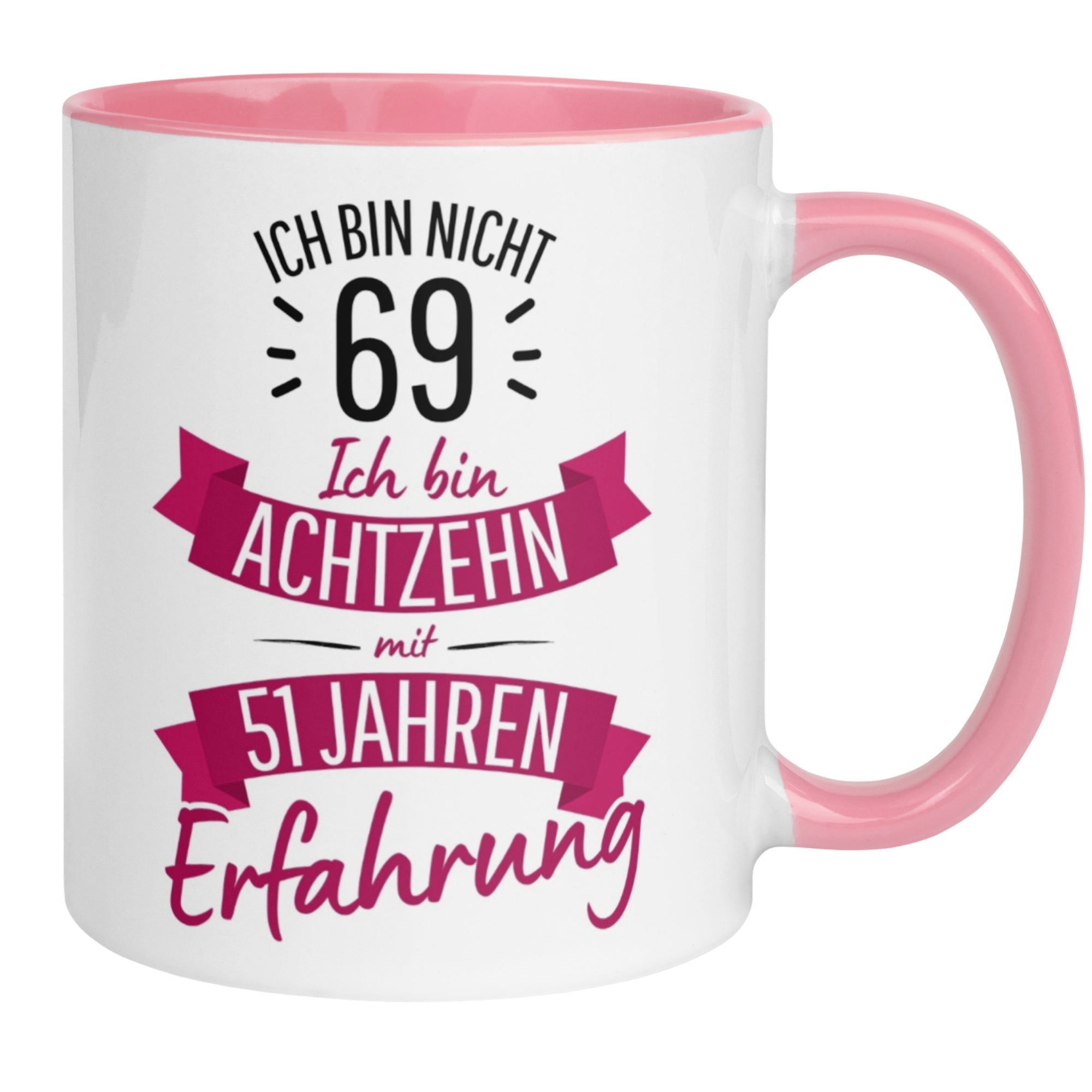 Momentals® Tasse 69. Geburtstag | Sarkasmus & Spruch | Ich bin nicht 69 – Ich hab Erfahrung