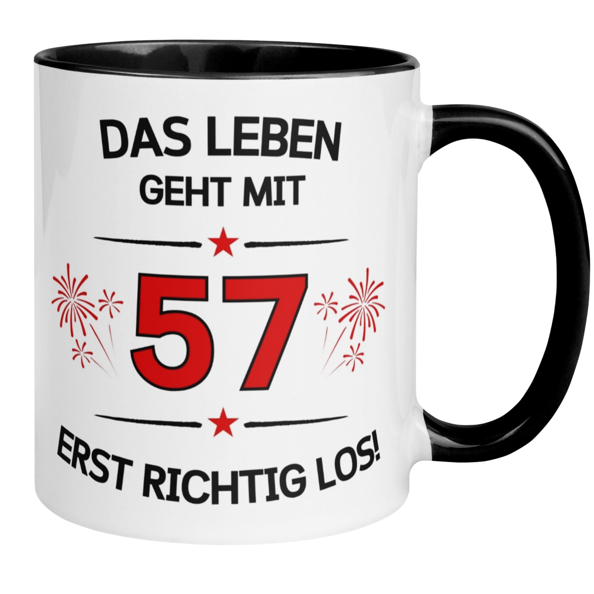 Tasse 57. Geburtstag Mann Frau – „Das Leben geht mit 57 erst Los“ – Geschenk zum Geburtstag Männer Frauen