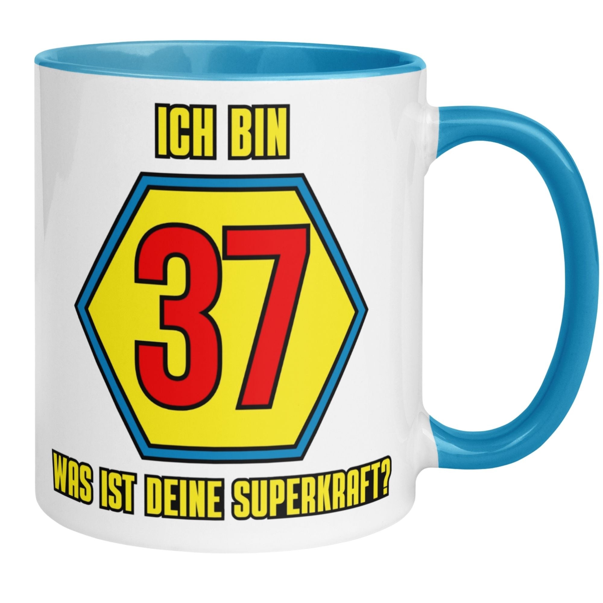 Momentals® Tasse 37. Geburtstag | Superheld & Spruch | Ich bin 37 und was ist deine Superkraft