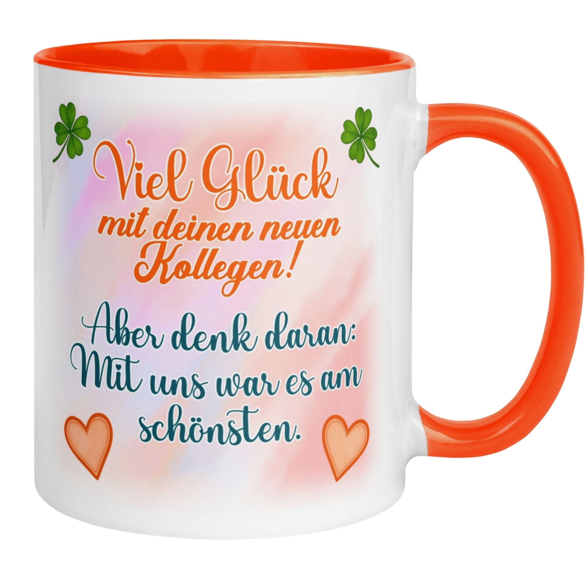 Momentals® Tasse Abschied | Kleeblatt & Herzen | Viel Glück mit deinen neuen Kollegen