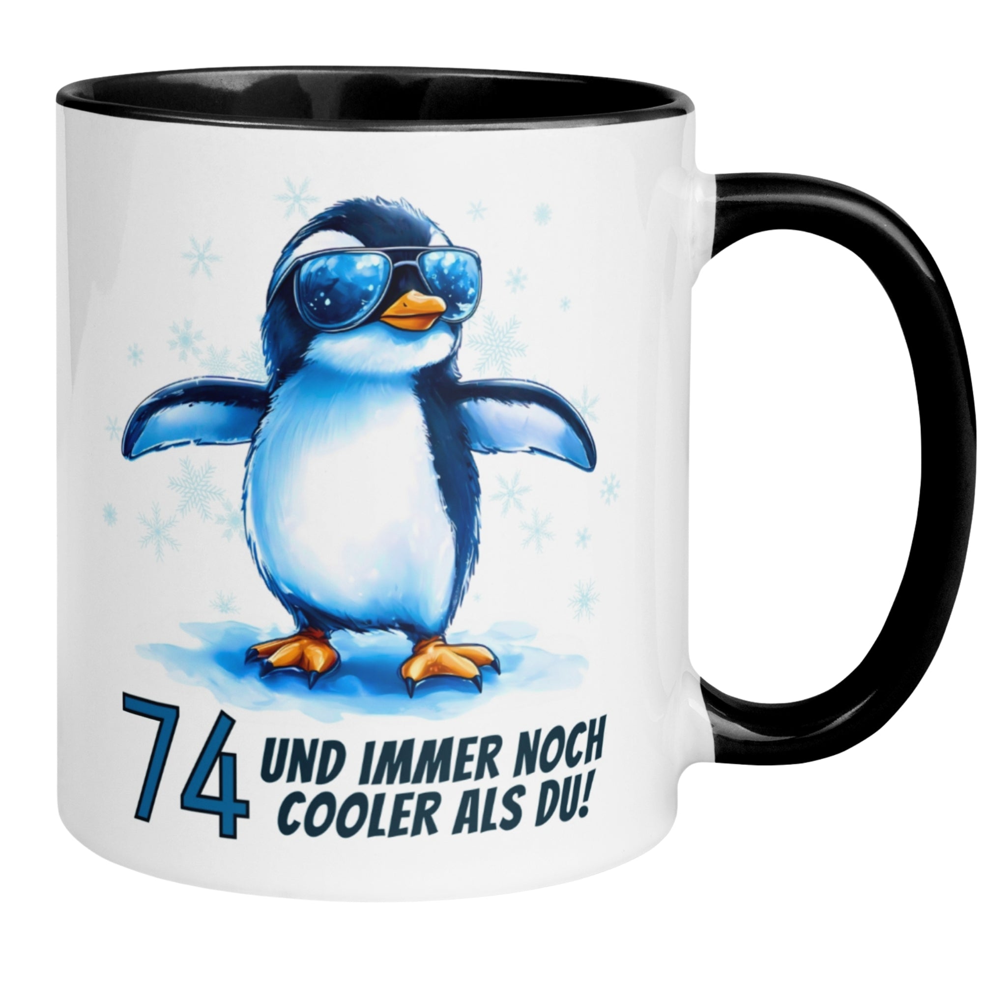 Momentals® Tasse 74. Geburtstag | Pinguin & Spruch | 74 und immer noch cooler als du