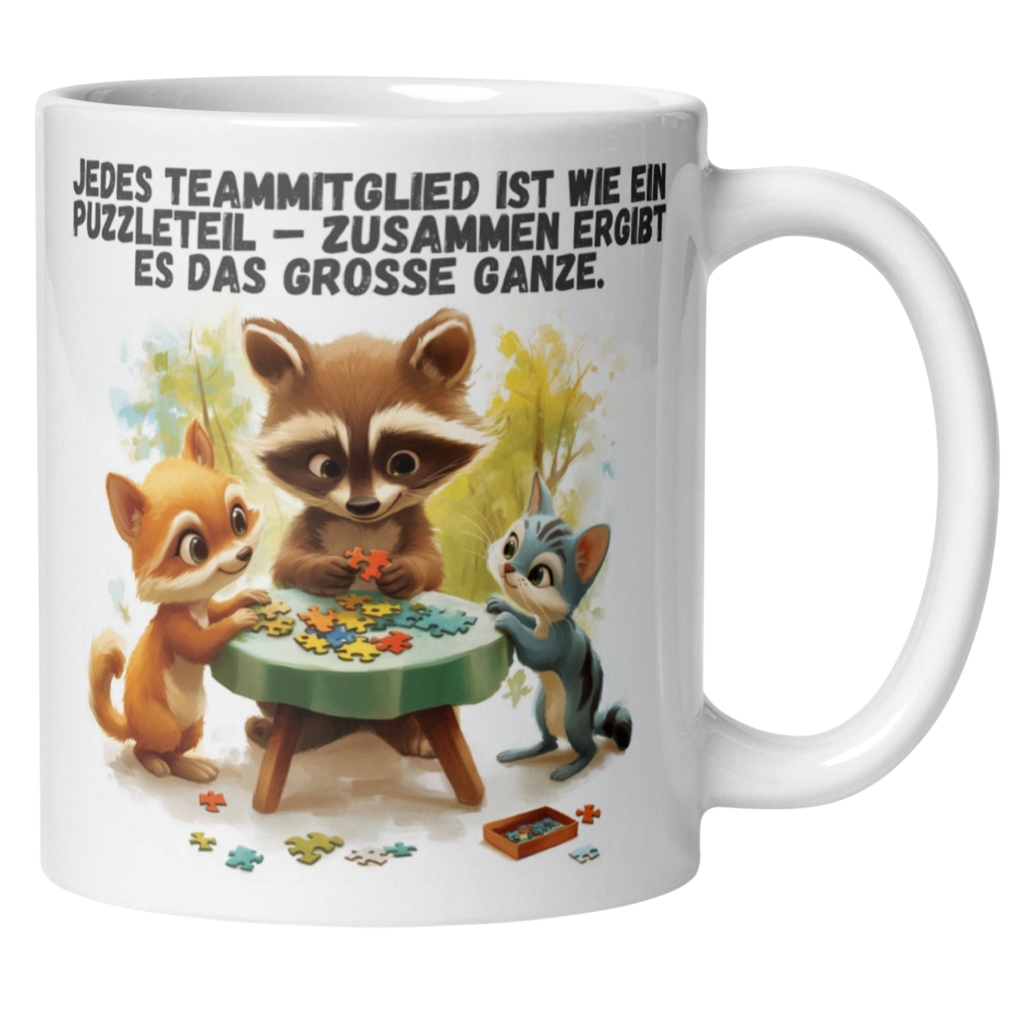 Momentals® Tasse Teamwork | Tiere & Spruch | Jedes Teammitglied ist wie ein Puzzleteil • Momentals