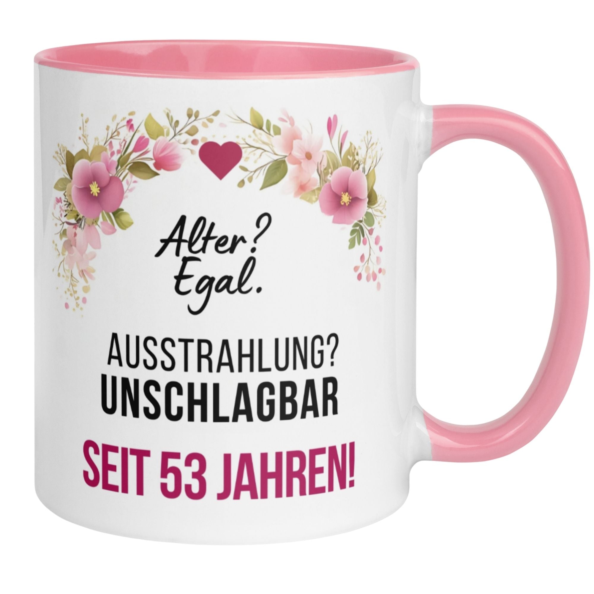 Momentals® Tasse 53. Geburtstag | Blumen & Spruch | Ausstrahlung - Unschlagbar seit 53 Jahren