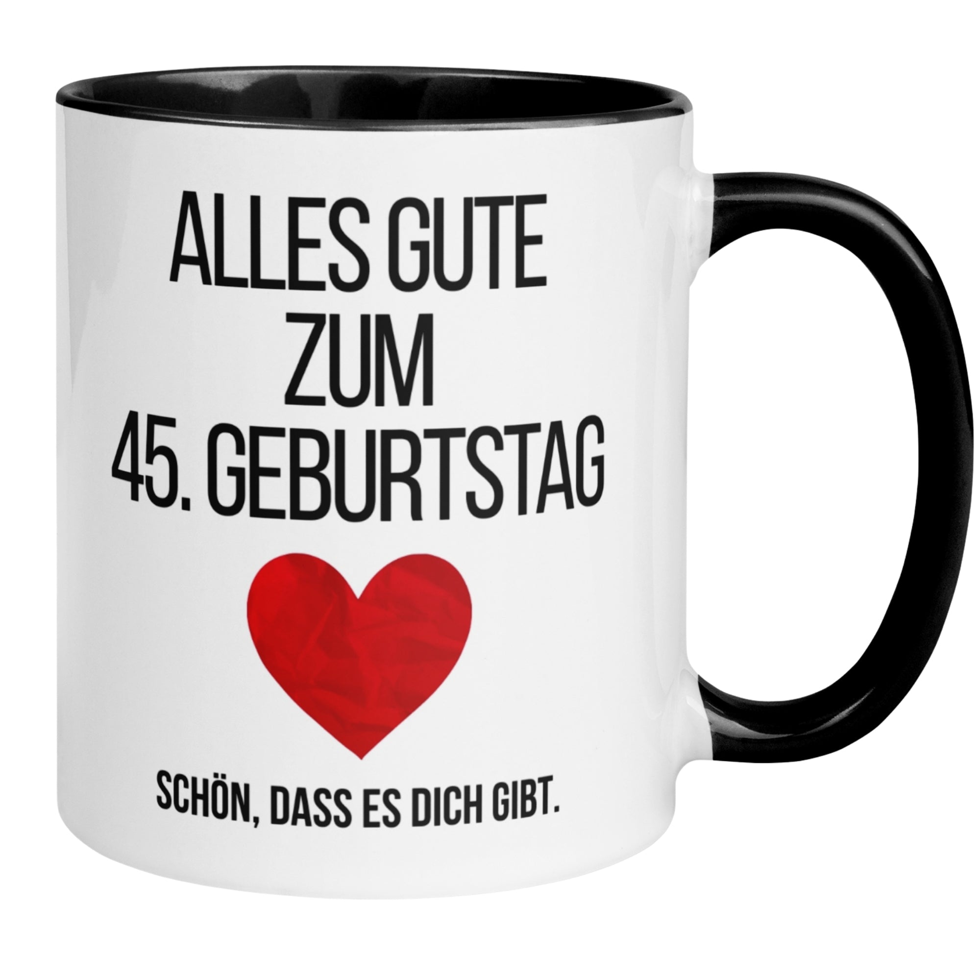 Momentals® Tasse 45. Geburtstag | Herz & Spruch | Alles gute zum Geburtstag