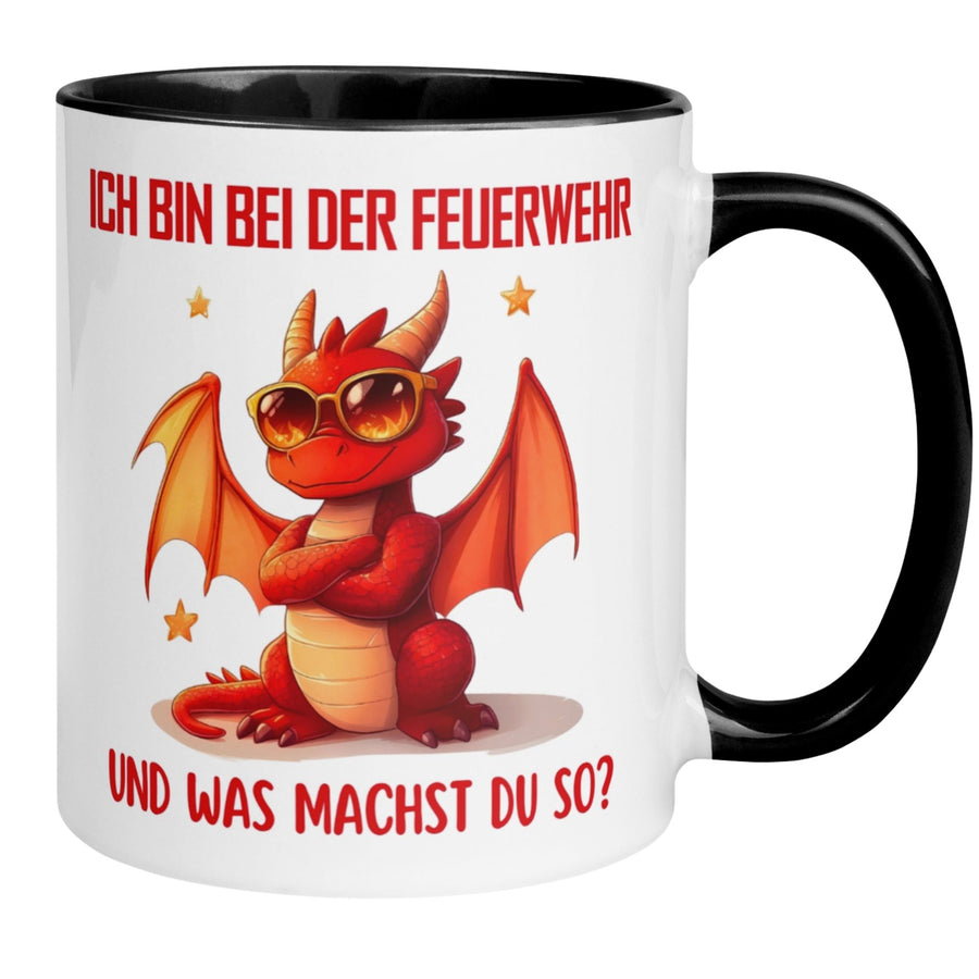 Tasse Feuerwehr – „Drache - Ich bin bei der Feuerwehr“ – lustiger Geschenk Becher