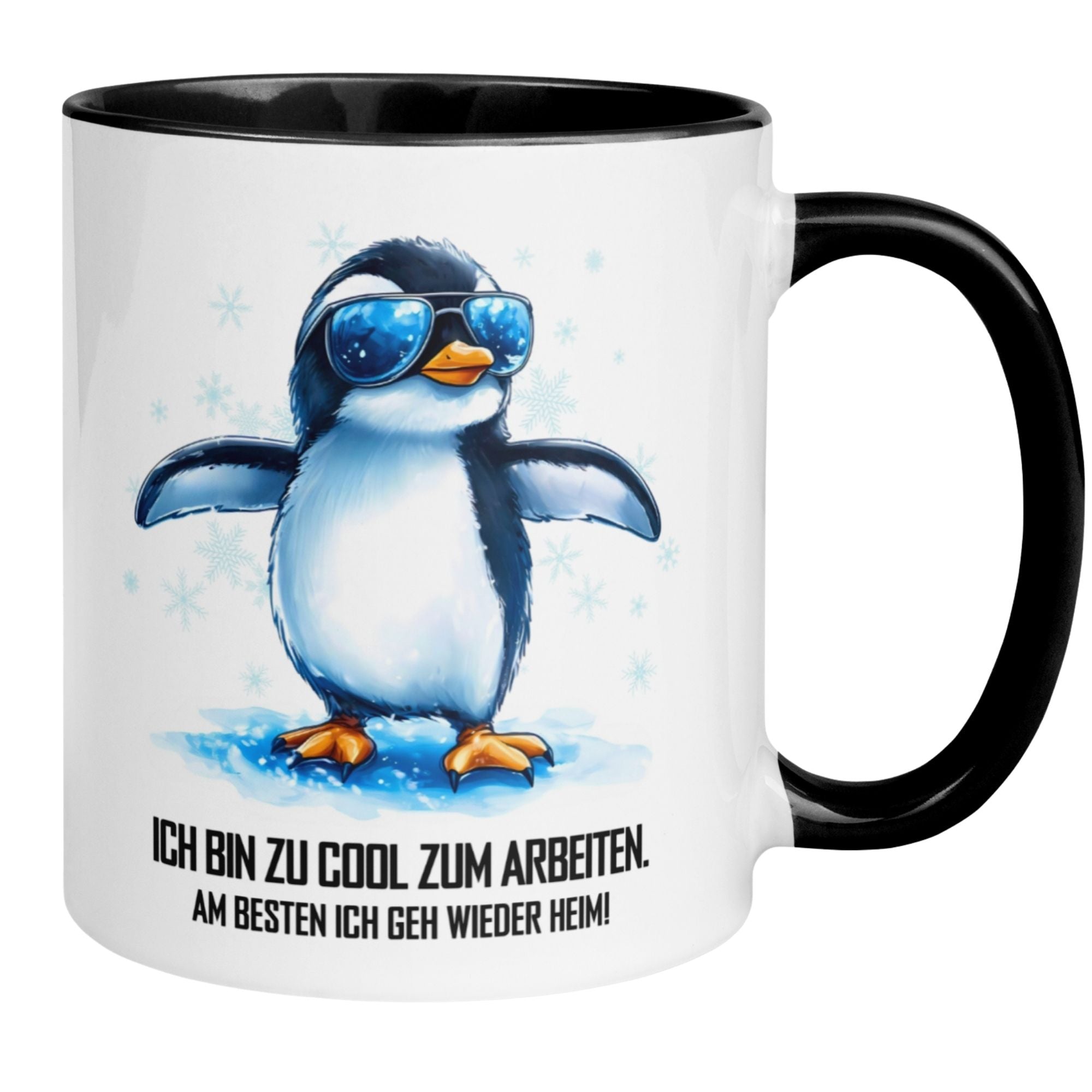 Momentals Tasse Morgenmuffel mit Pinguin in Sonnenbrille: "Ich bin zu cool zum Arbeiten"