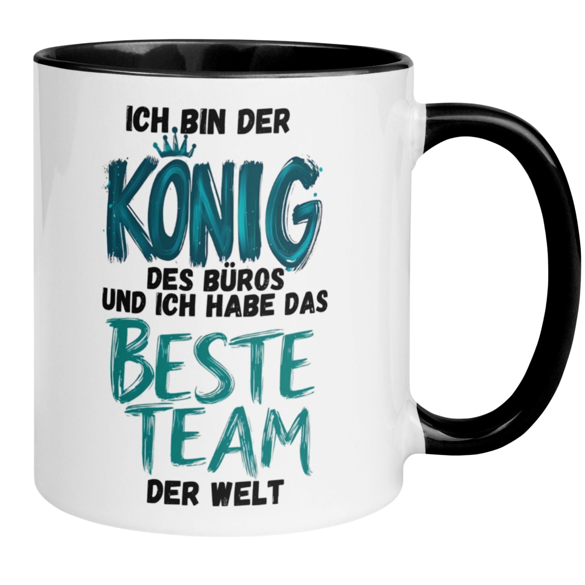 Momentals Tasse Chef mit Spruch "König des Büros und bestes Team" in stylischer, humorvoller Schrift.