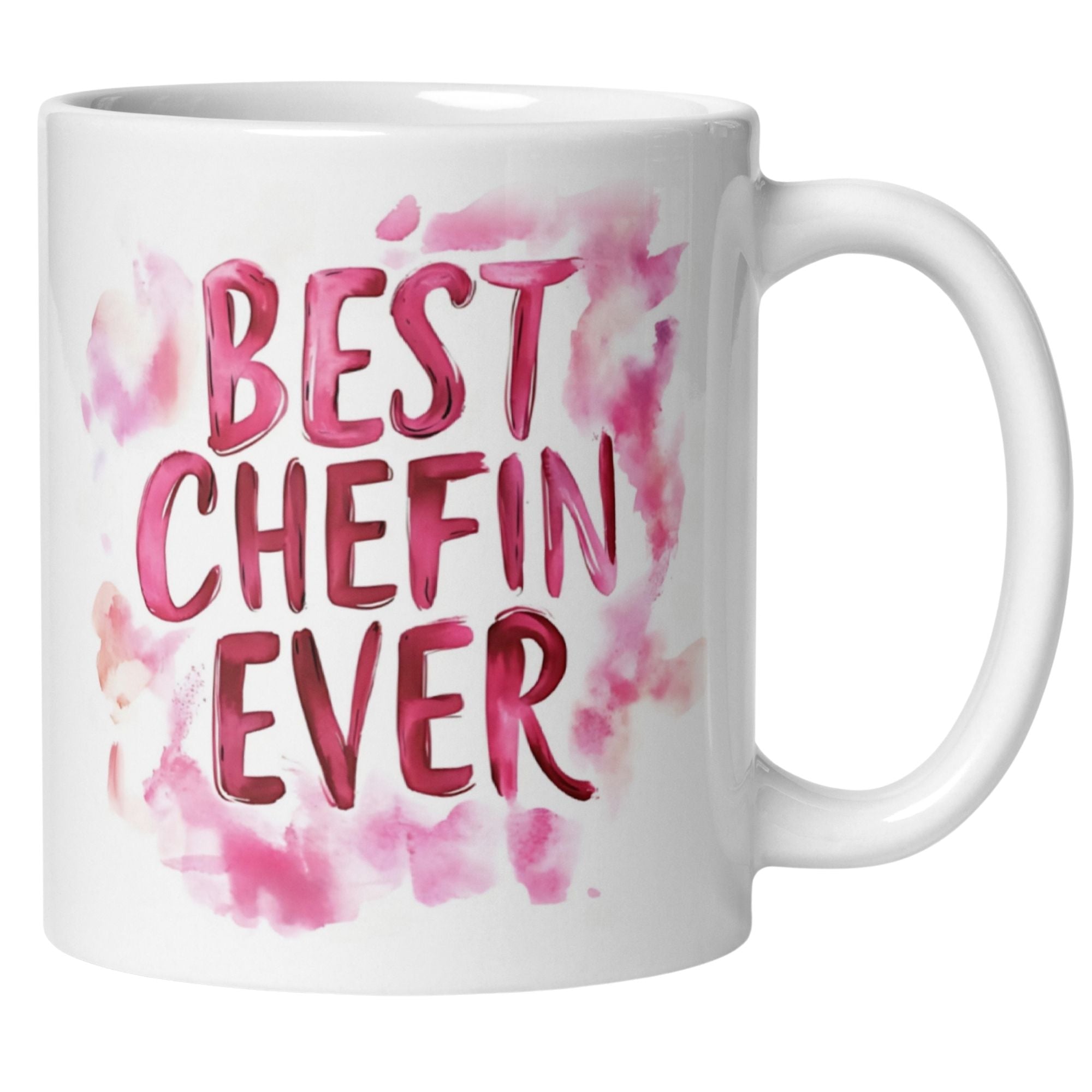 Momentals Tasse Chefin mit Aquarellmotiv "Best Chefin Ever" in Pink für Abschiedsgeschenke.