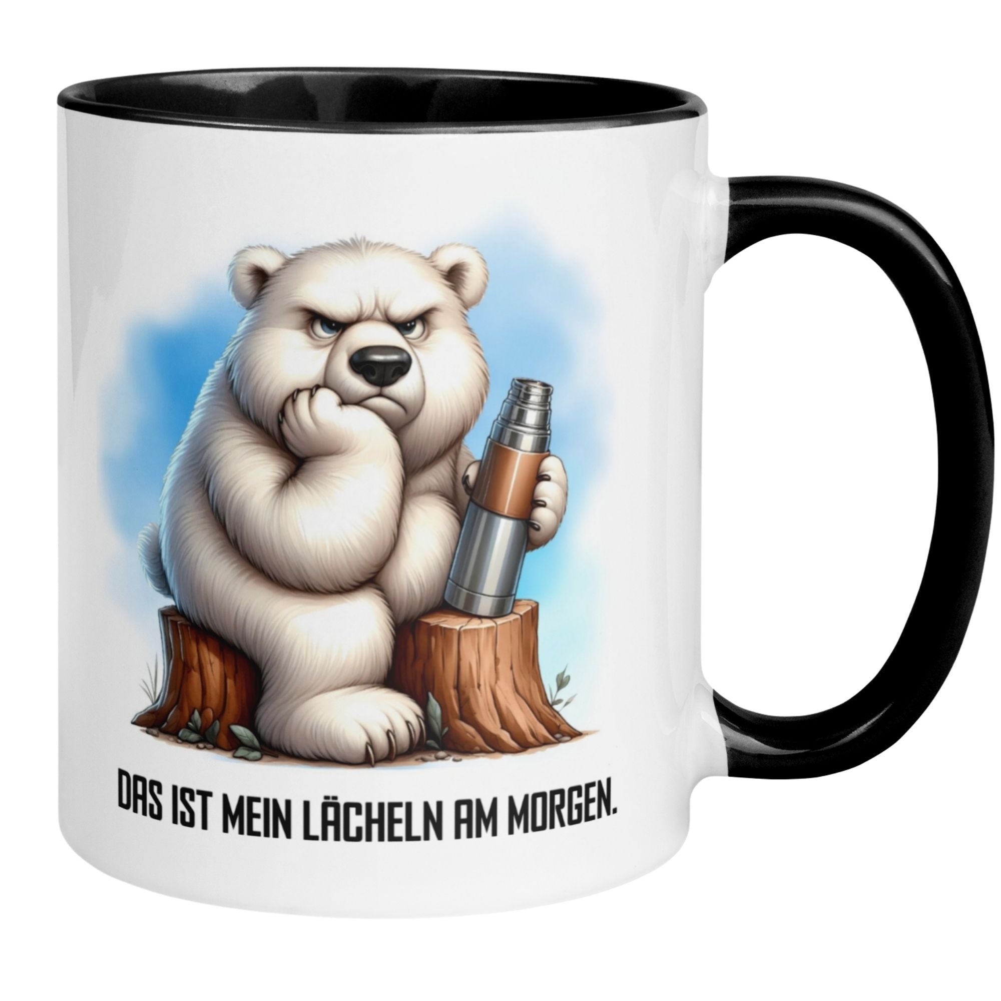 Momentals Tasse Morgenmuffel mit Eisbär-Motiv und Spruch "Das ist mein Lächeln am Morgen."