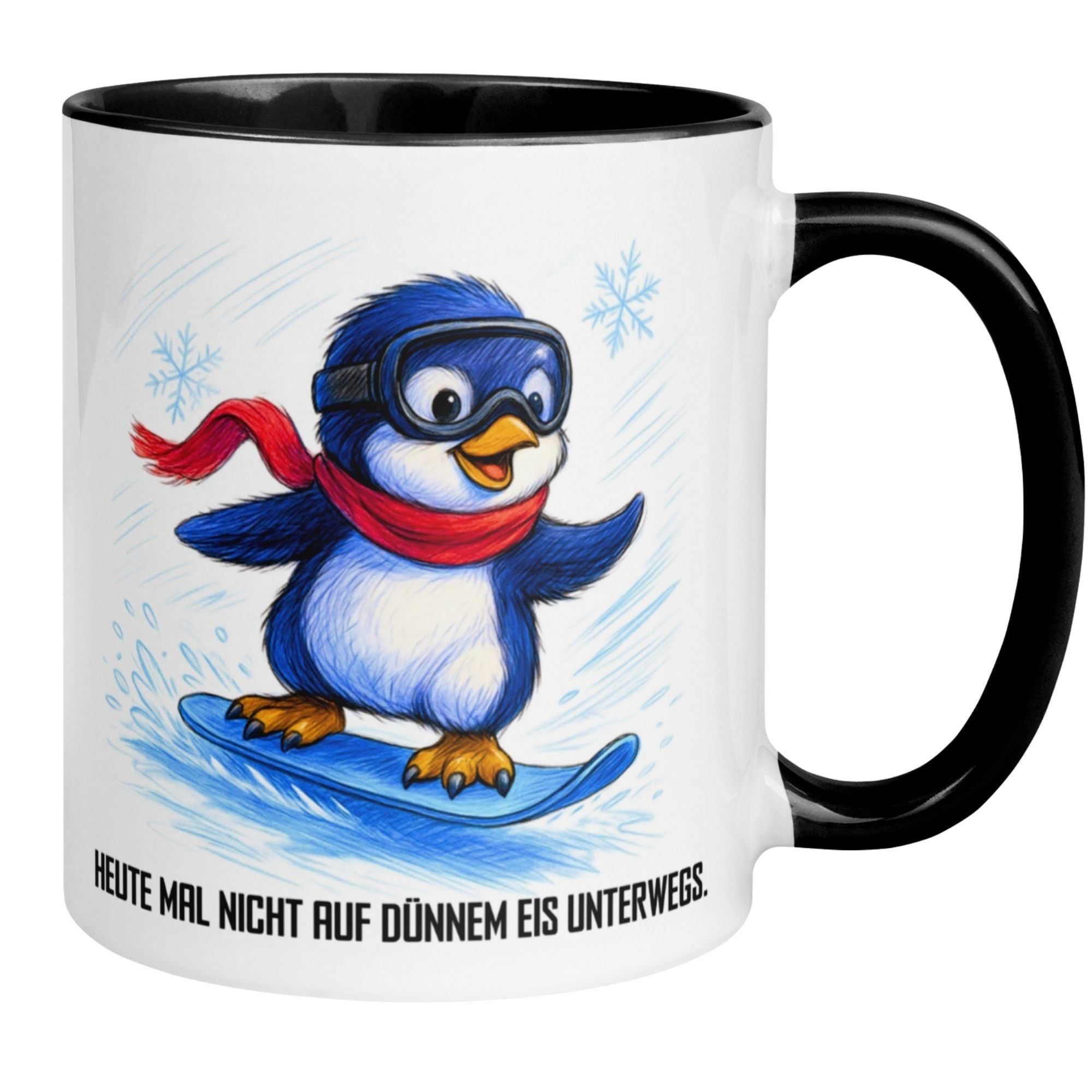 Momentals® Tasse | Pinguin & Spruch | Heut mal nicht auf dünnem Eis unterwegs