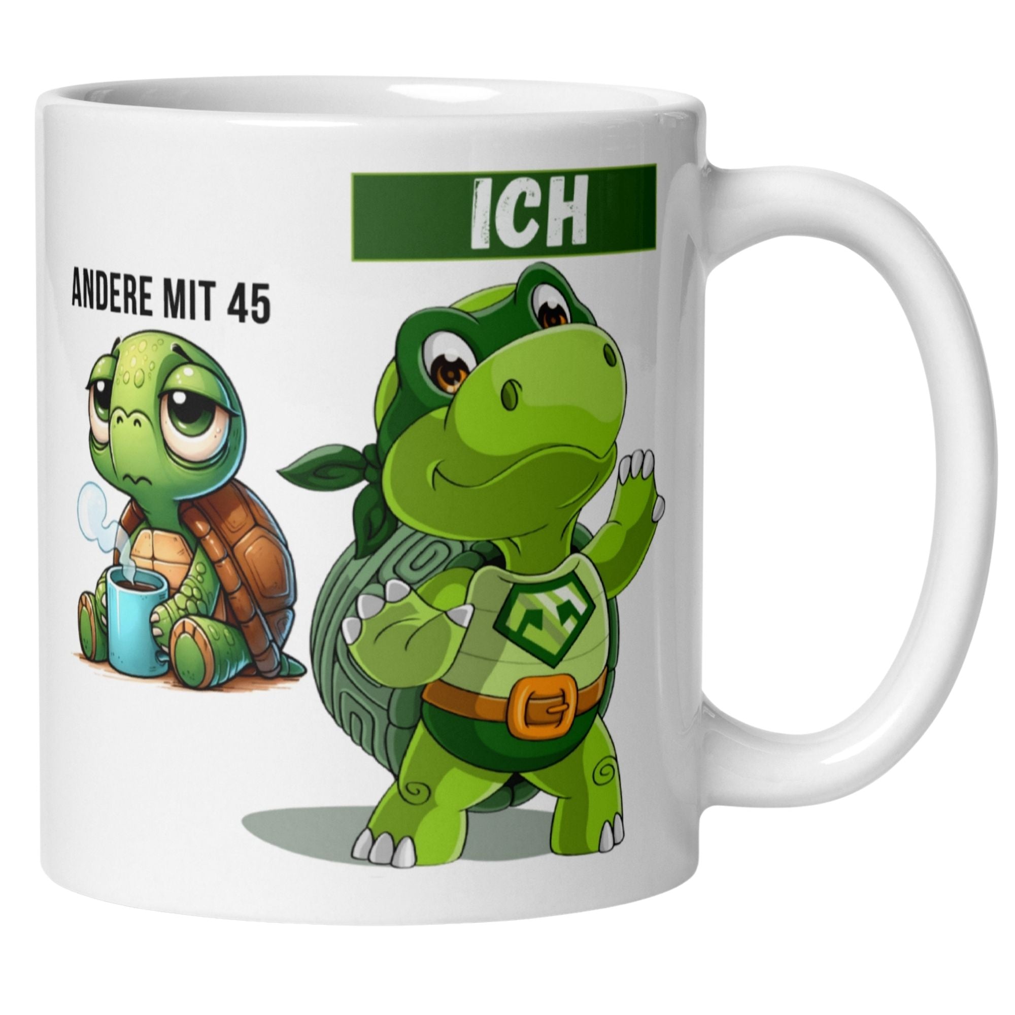 Momentals® Tasse 45. Geburtstag | Schildkröte & Spruch | Andere mit 45 und Ich
