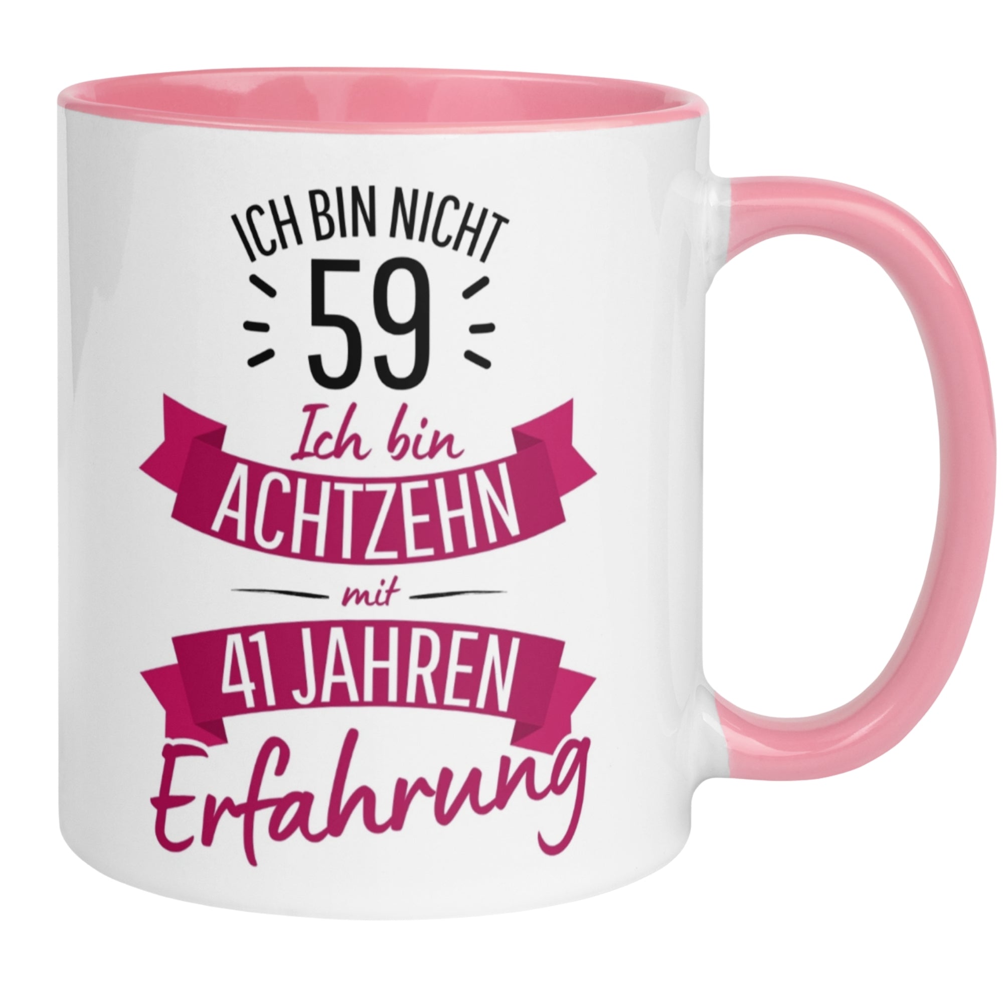 Momentals® Tasse 59. Geburtstag | Sarkasmus & Spruch | Ich bin nicht 59 – Ich hab Erfahrung