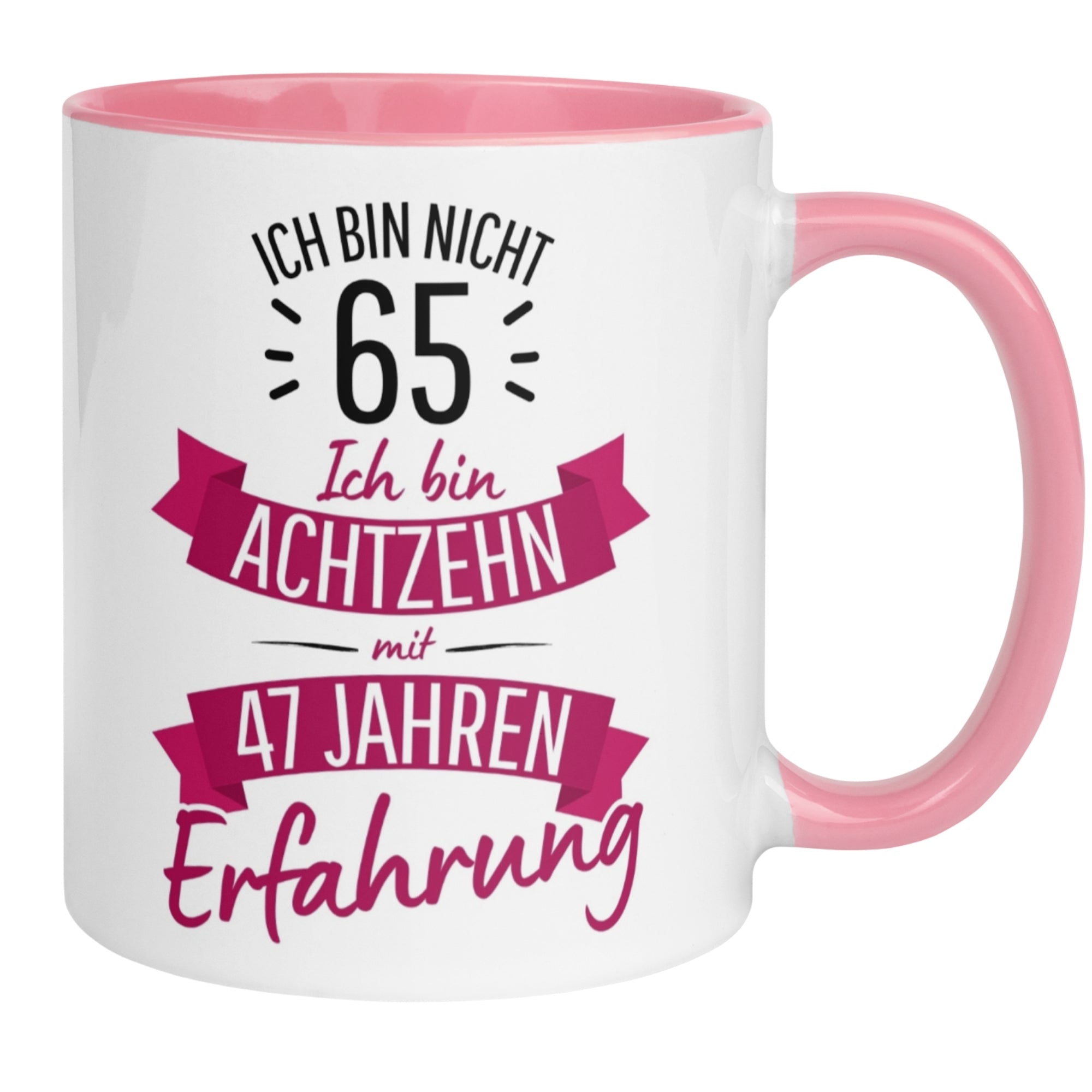 Momentals® Tasse 65. Geburtstag | Sarkasmus & Spruch | Ich bin nicht 65 – Ich hab Erfahrung
