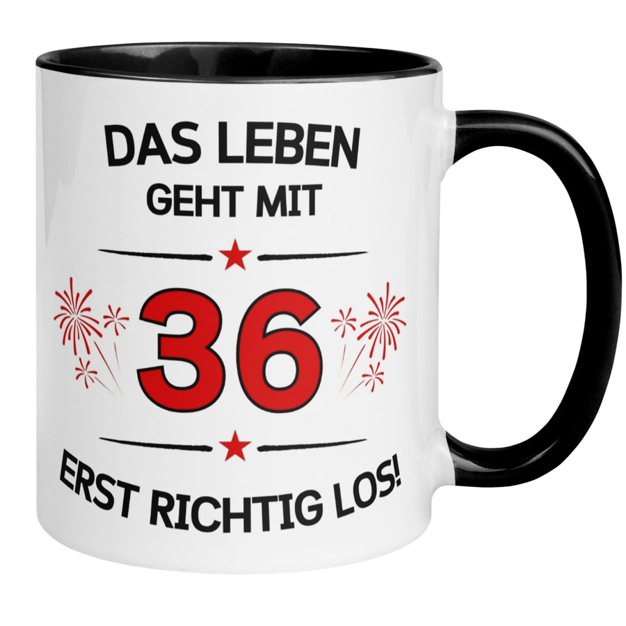 Tasse 36. Geburtstag | Feuerwerk & Spruch | Das Leben geht mit 36 erst Los
