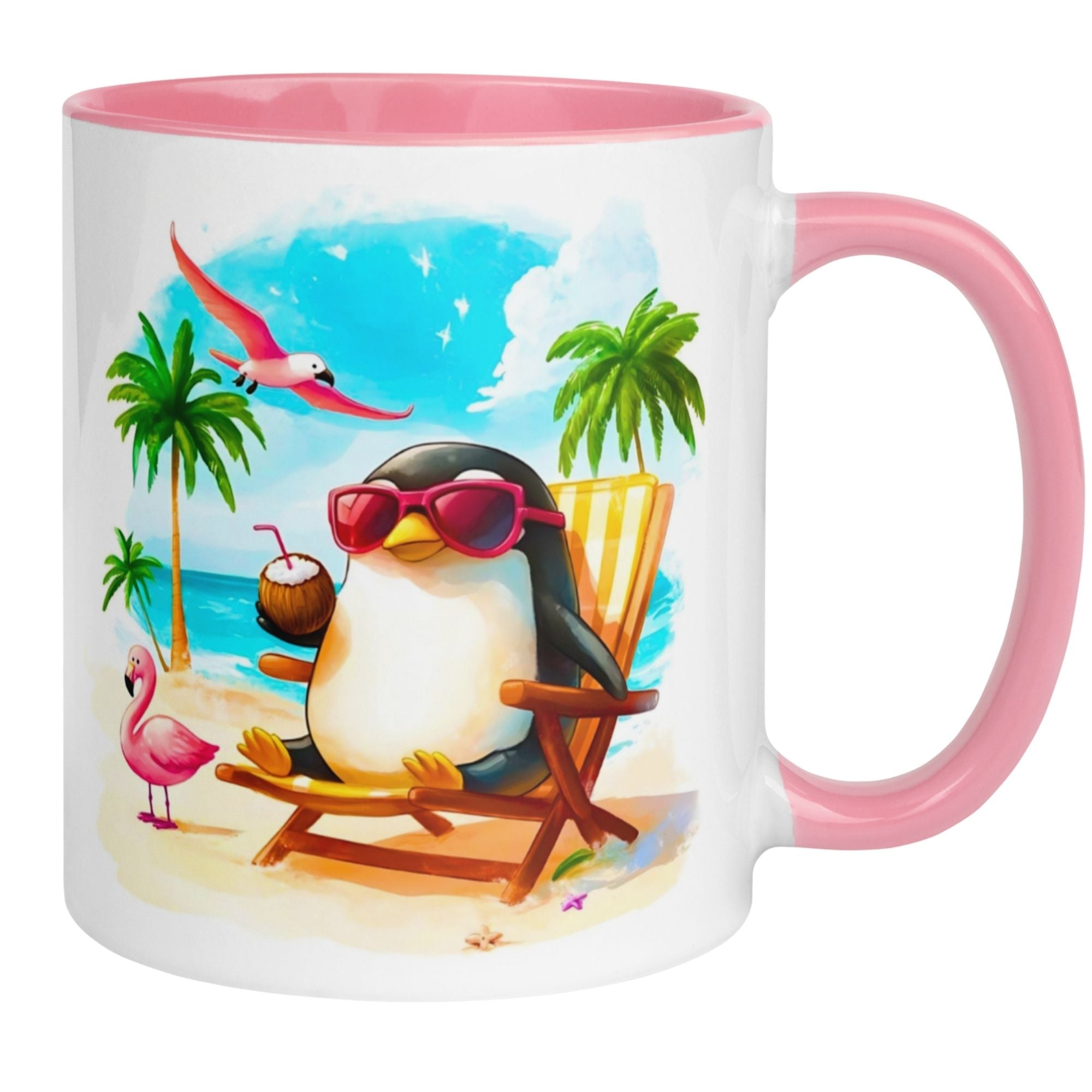 Momentals® Tasse | Pinguin am Strand & Sonnenbrille | Sommerdesign für Entspannte