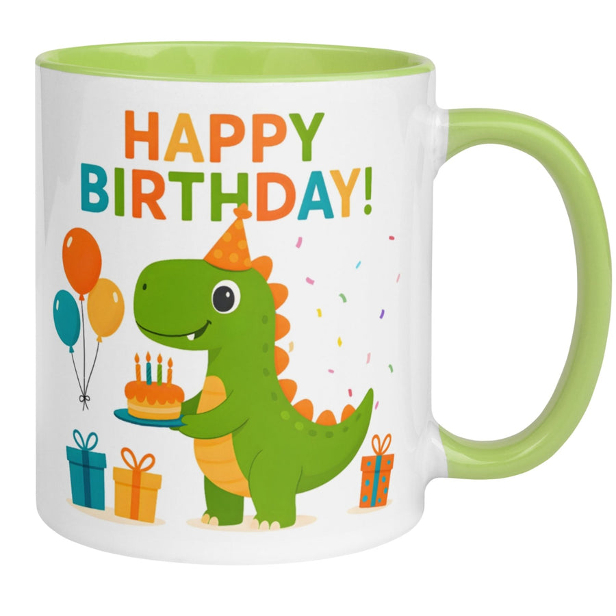 Dino Tasse | Happy Birthday - Geburtstag Dinosaurier mit Torte und Geschenken