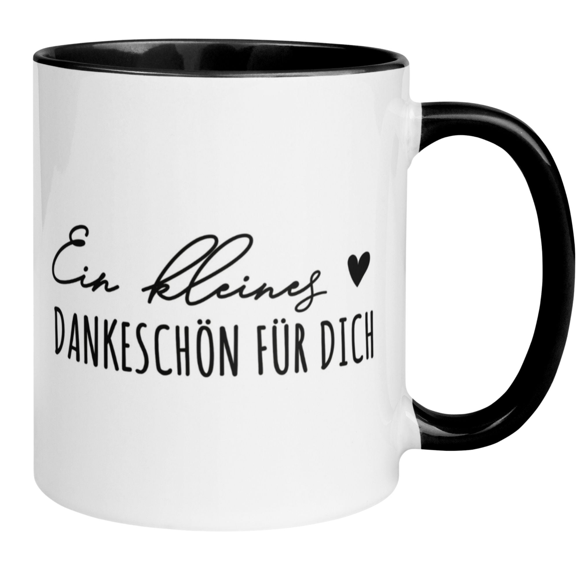 Momentals® Tasse Danke mit Herz und Spruch "Ein kleines Dankeschön für dich" in schwarz-weißer Gestaltung.