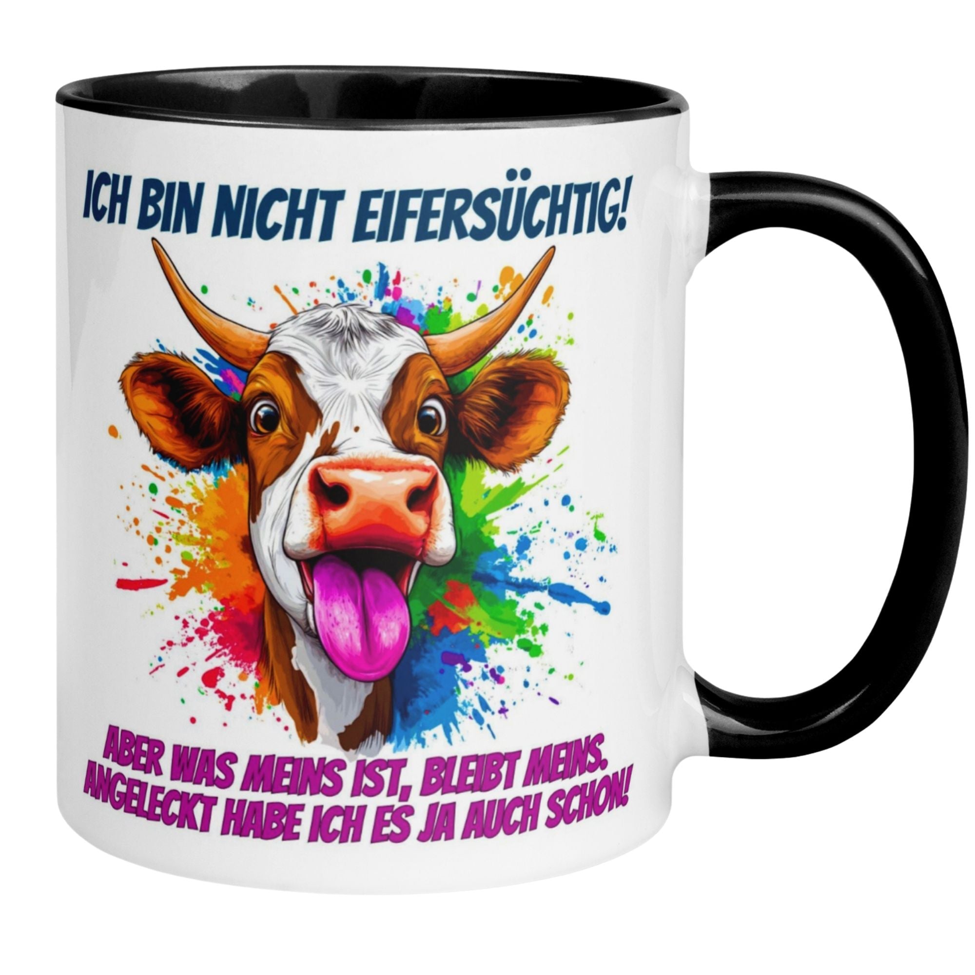 Momentals® Tasse Liebe | Kuh & Spruch | Angeleckt – meins ist meins!