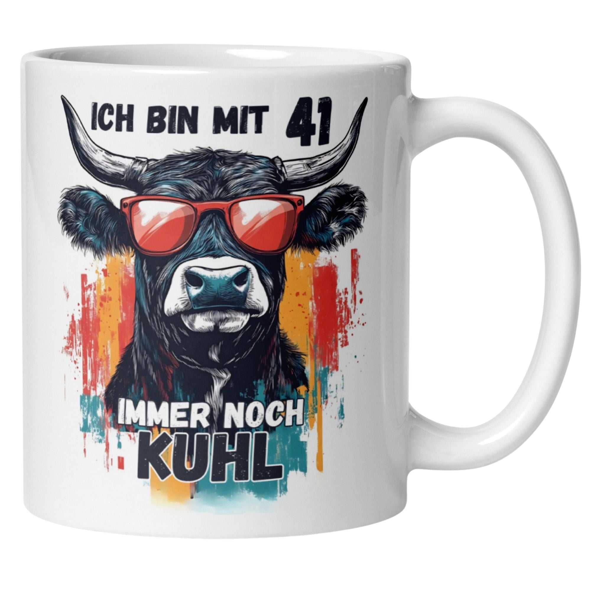 Momentals® Tasse 41. Geburtstag | Kuh & Spruch | Ich bin mit 41 immer noch Kuhl • Momentals