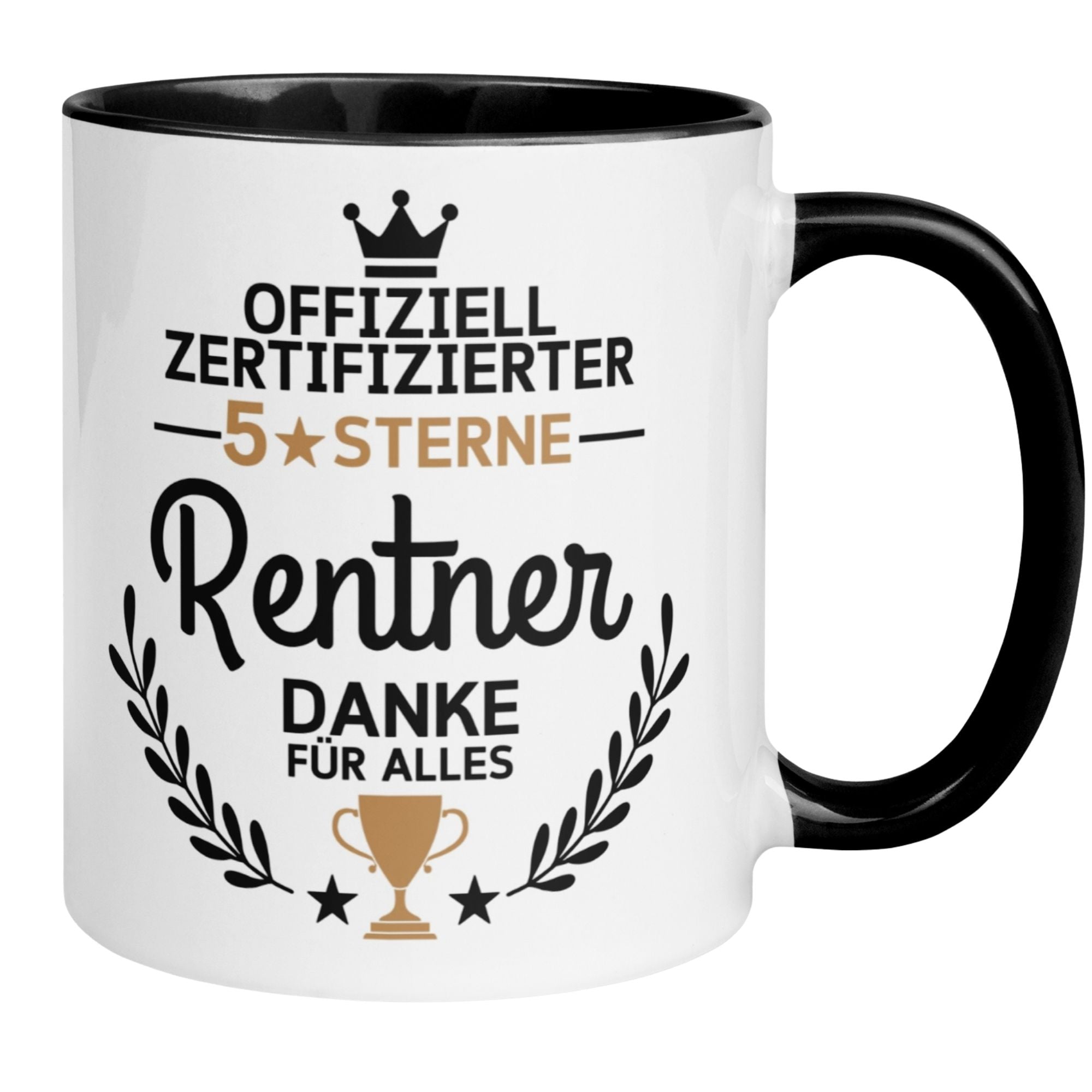 Tasse Rentner – „Offiziell zertifizierter 5 Sterne Rentner“ – Geschenk Rente Mann