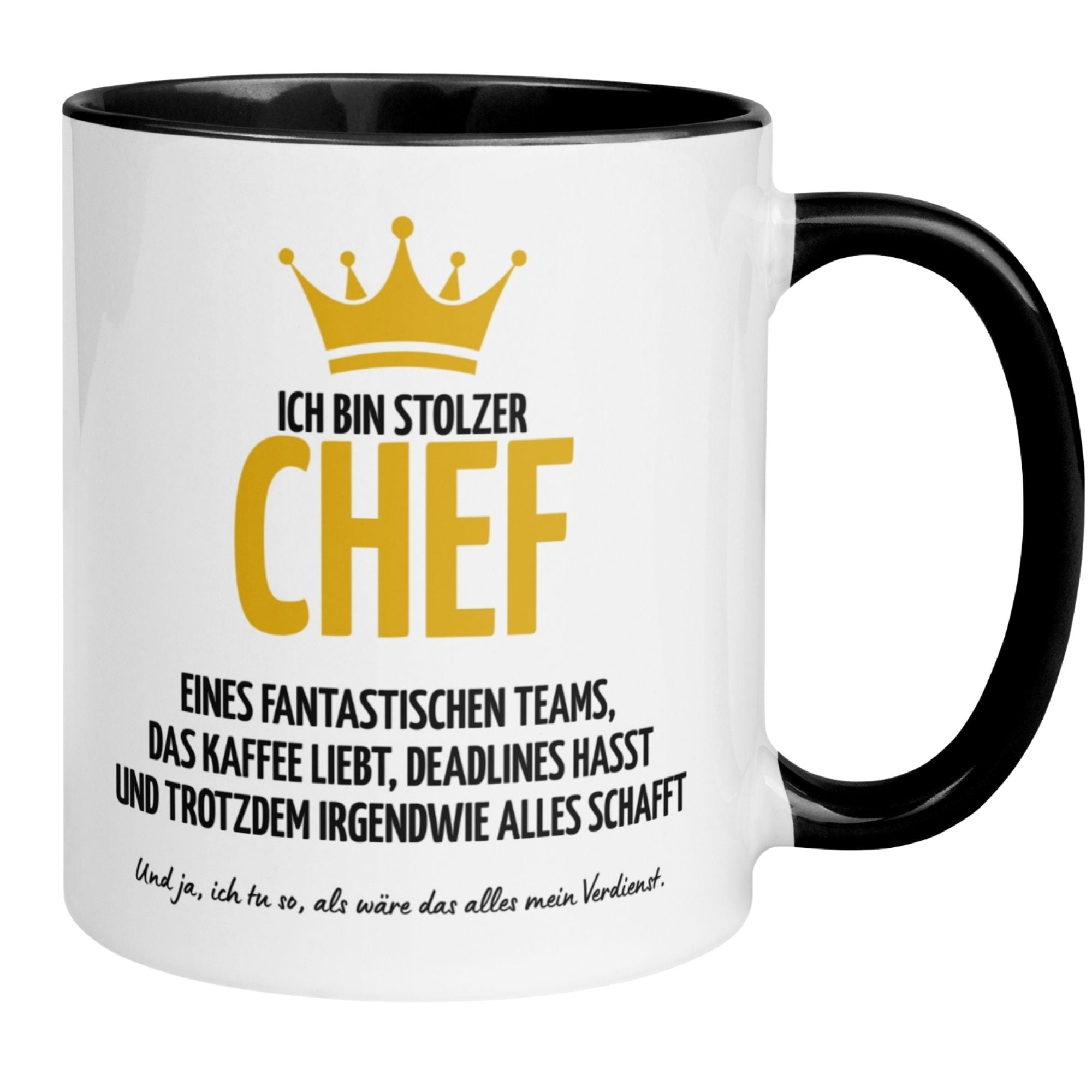 Momentals Tasse für Chefs, stolz auf ihr fantastisches Team, humorvolles Geschenk im Büro.