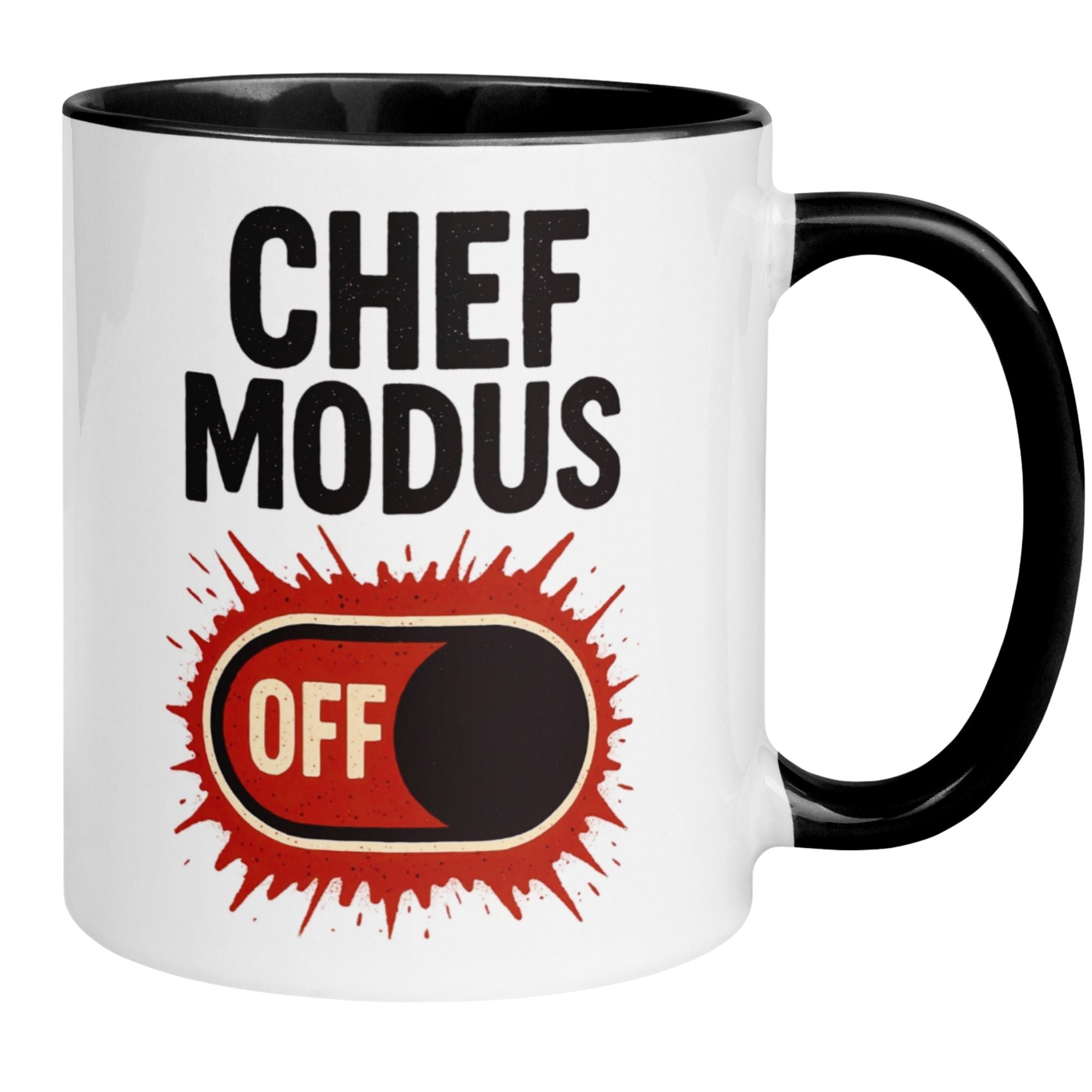 Momentals® Tasse Chef Modus AUS mit humorvollem Ein-/Aus-Schalter Motiv