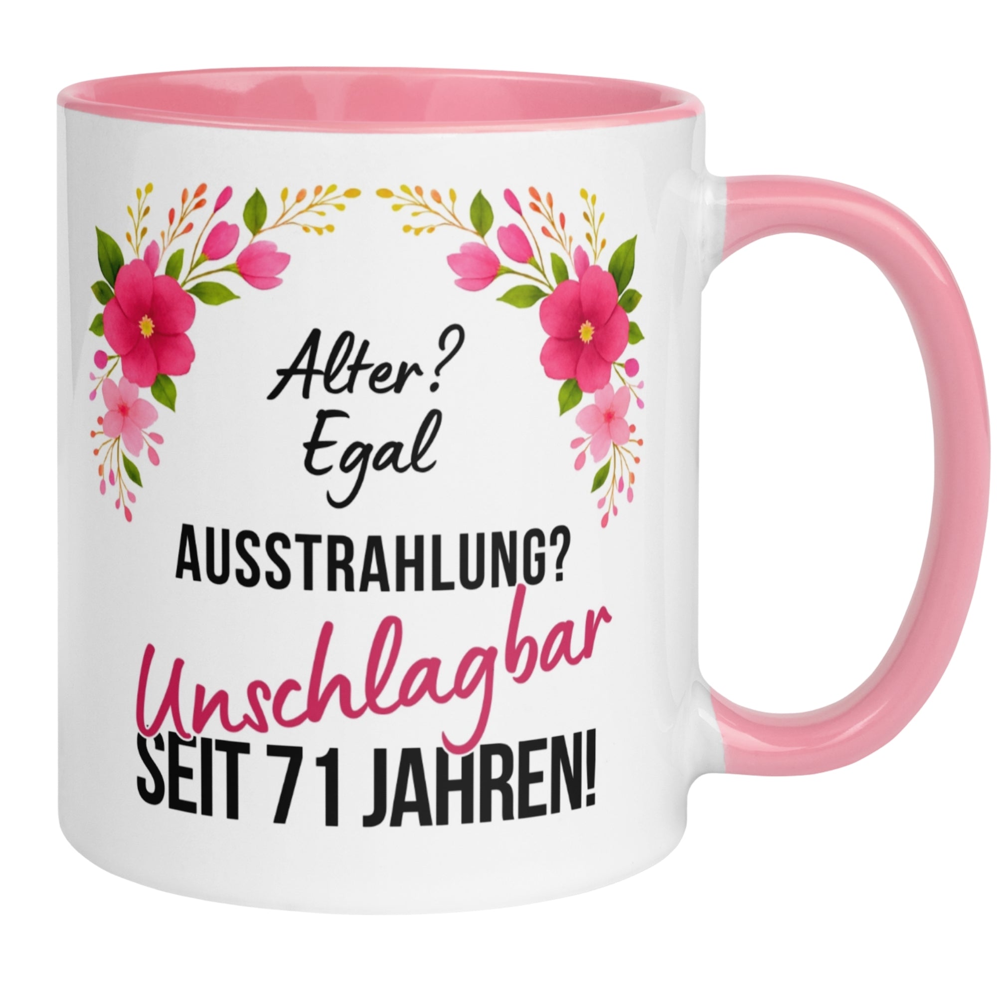 Momentals® Tasse 71. Geburtstag | Blumen & Spruch | Ausstrahlung - Unschlagbar seit 71 Jahren