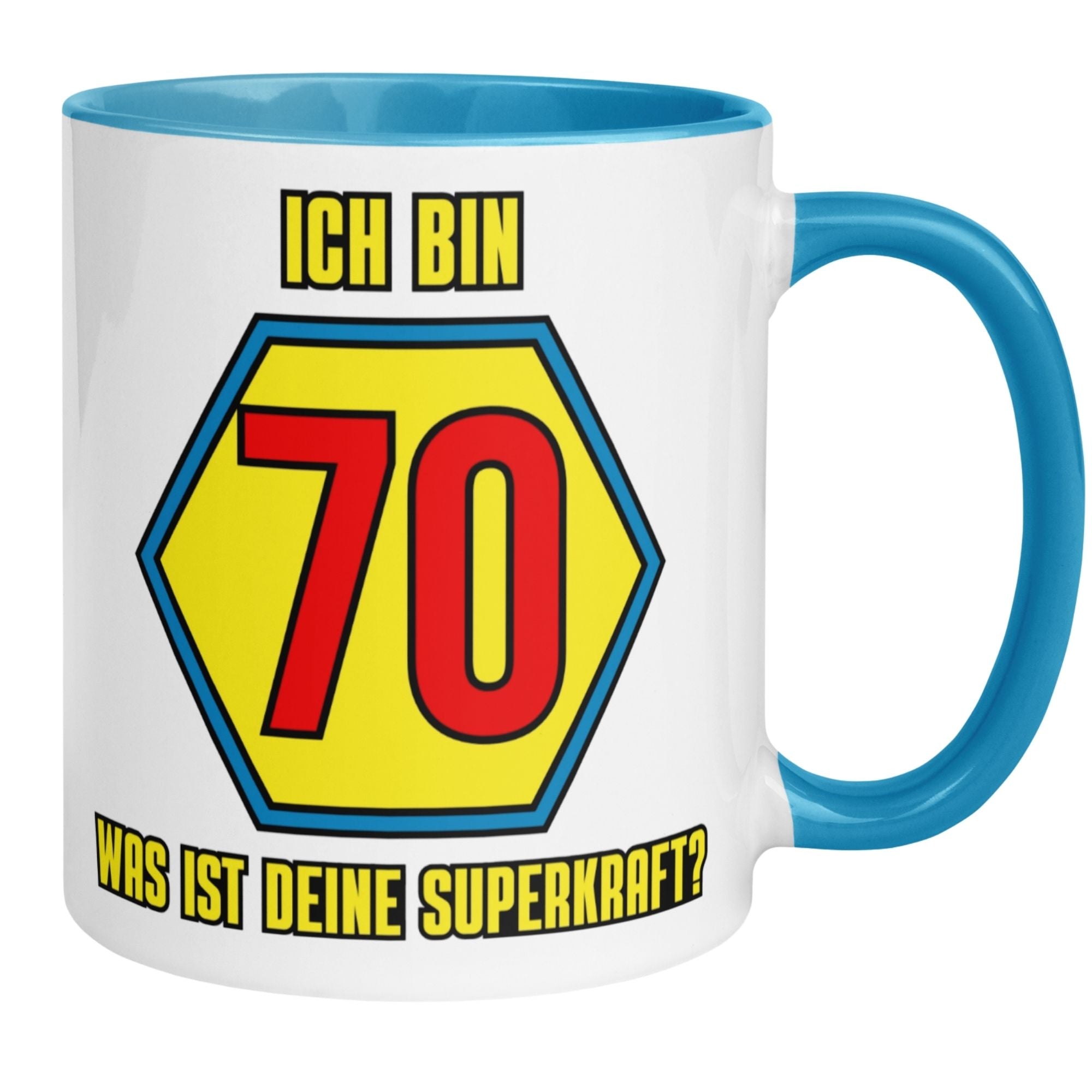 Momentals® Tasse 70. Geburtstag | Superheld & Spruch | Ich bin 70 und was ist deine Superkraft
