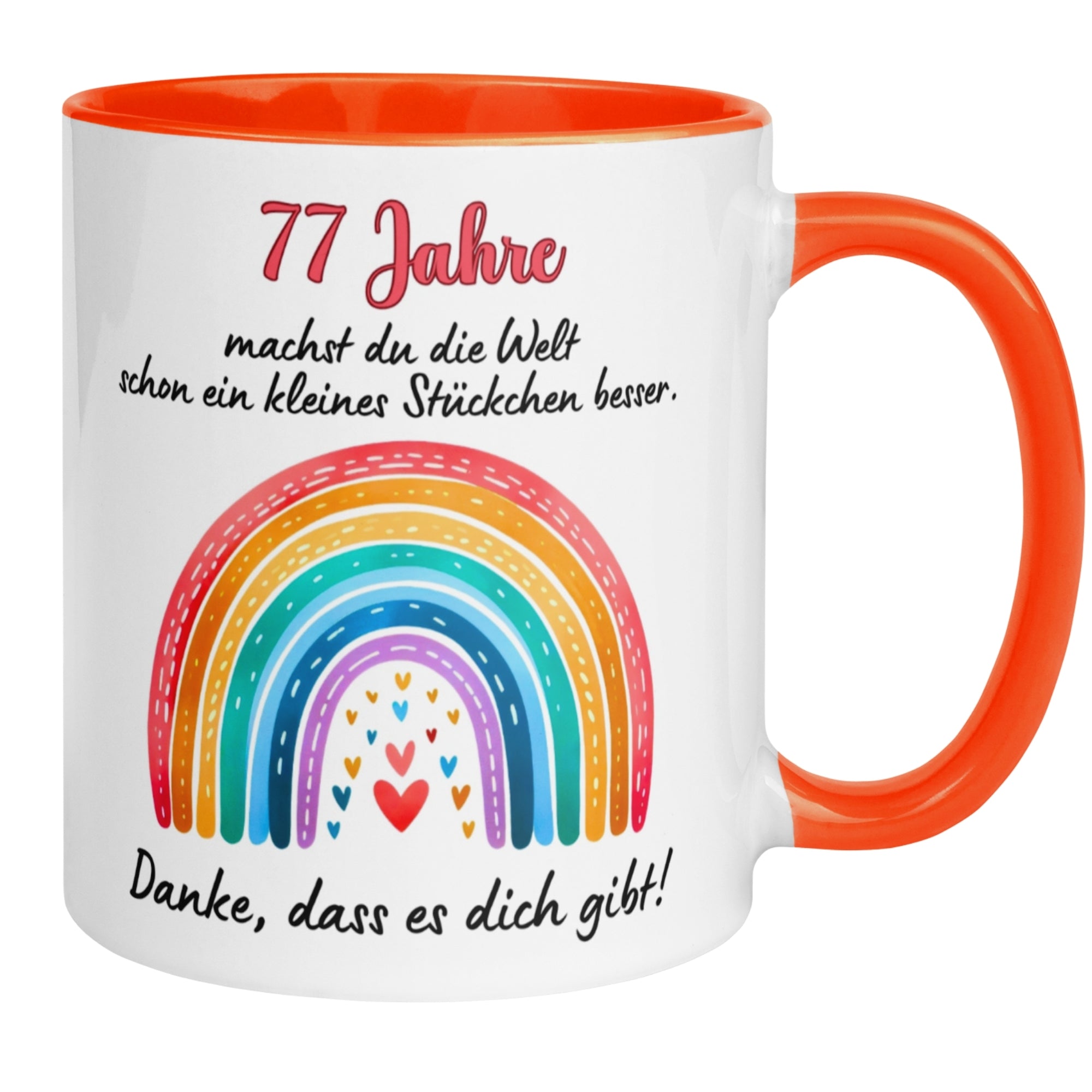 Momentals® Tasse 77. Geburtstag | Herz & Spruch | Danke dass es dich gibt