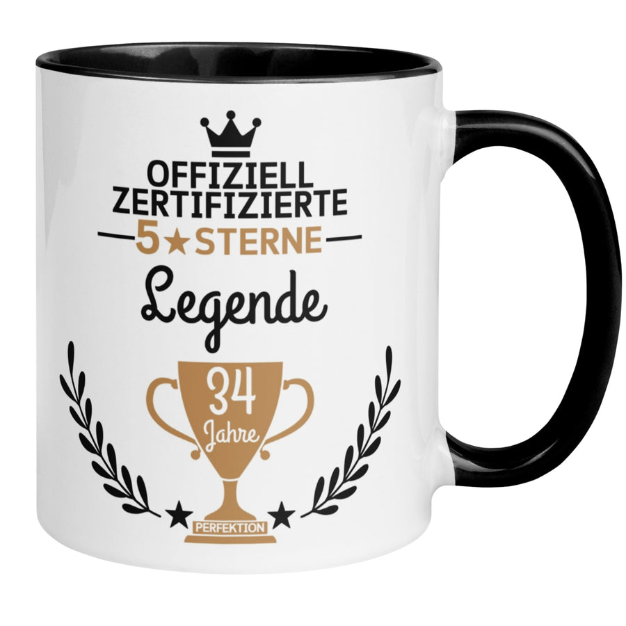 Tasse 34. Geburtstag | Pokal & Spruch | Zertifizierte Legende - 34 Jahre Perfektion
