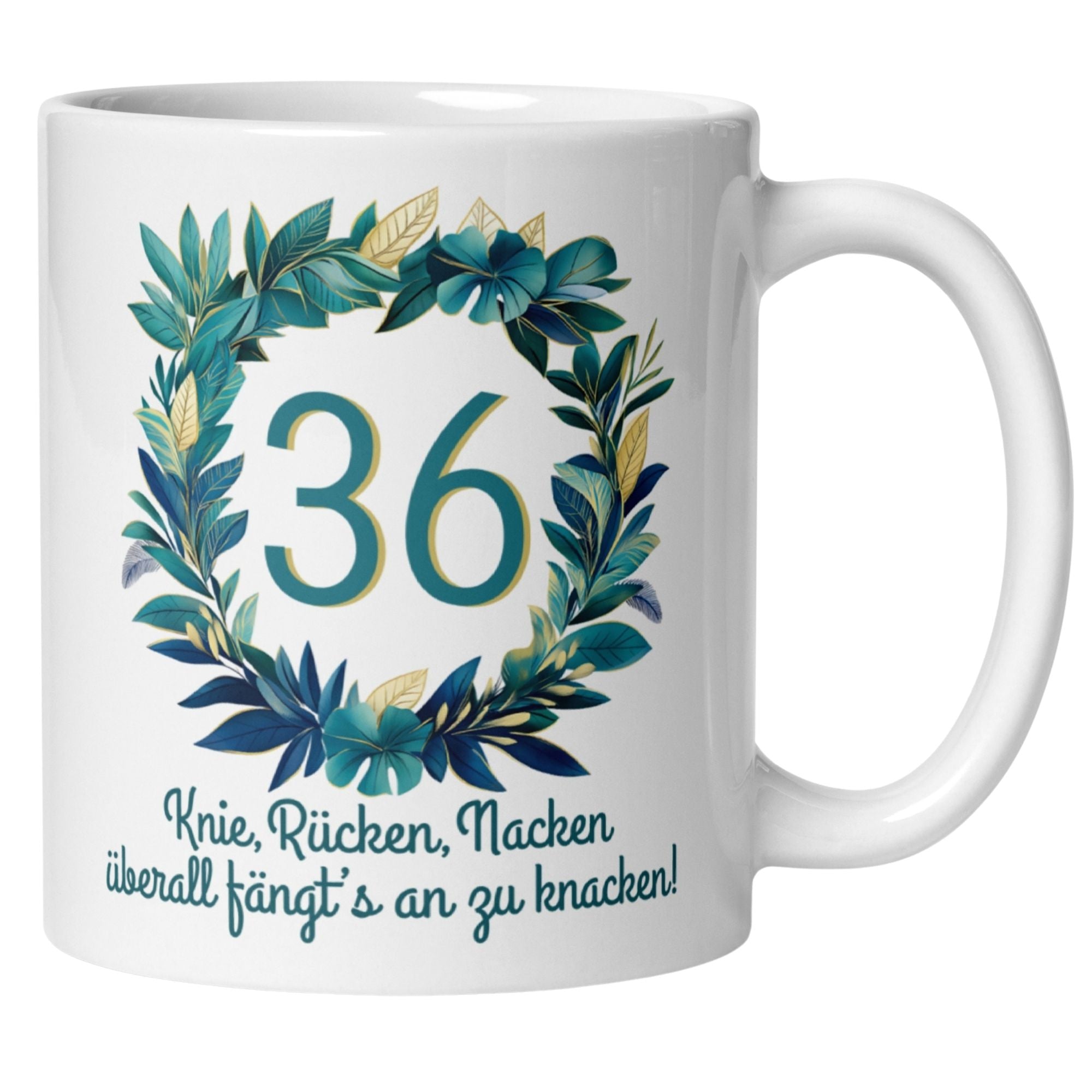 Momentals® Tasse 36. Geburtstag | Zahl & Spruch | Knie Rücken Nacken • Momentals