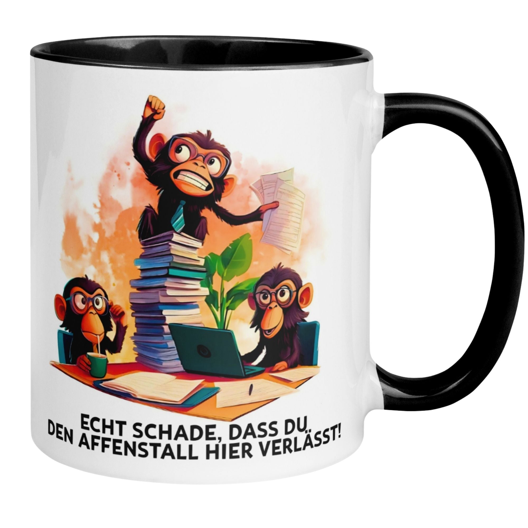 Momentals® Tasse Abschied | Affen & Comicstil | Büroabschied aus dem Affenstall